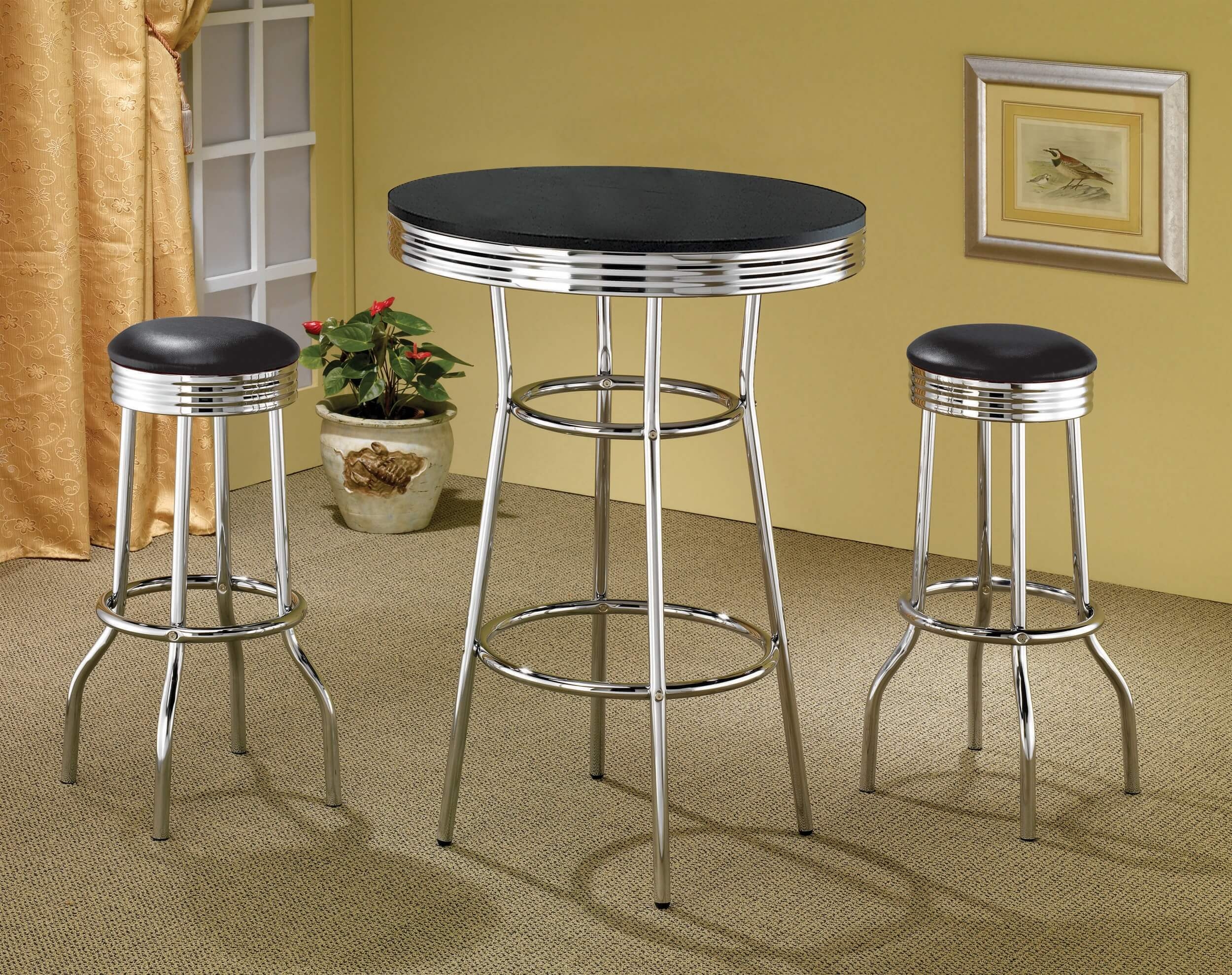 Theodore Leatherette Top Bar Stool with Metal Base
