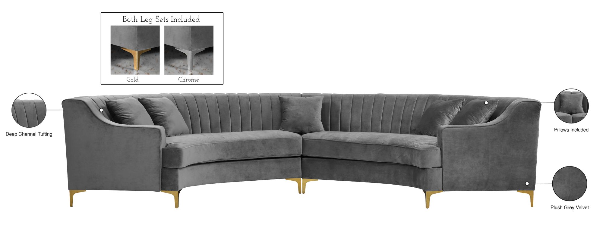 Jackson 143" 2-Piece Velvet Sectional