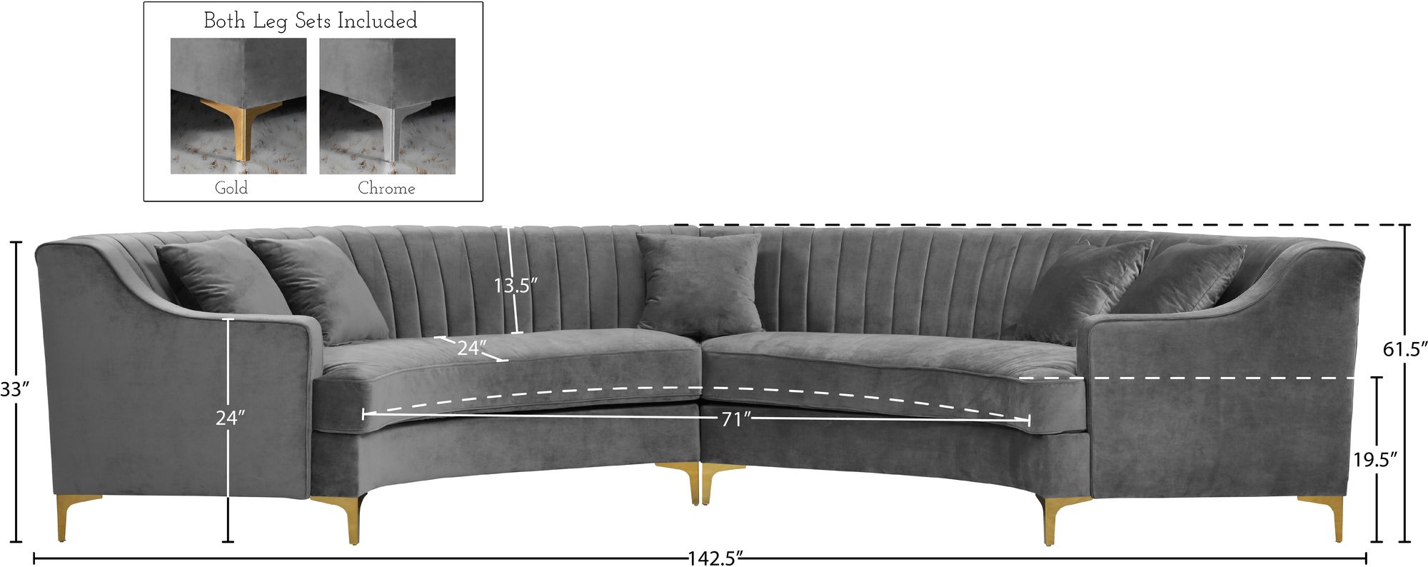 Jackson 143" 2-Piece Velvet Sectional
