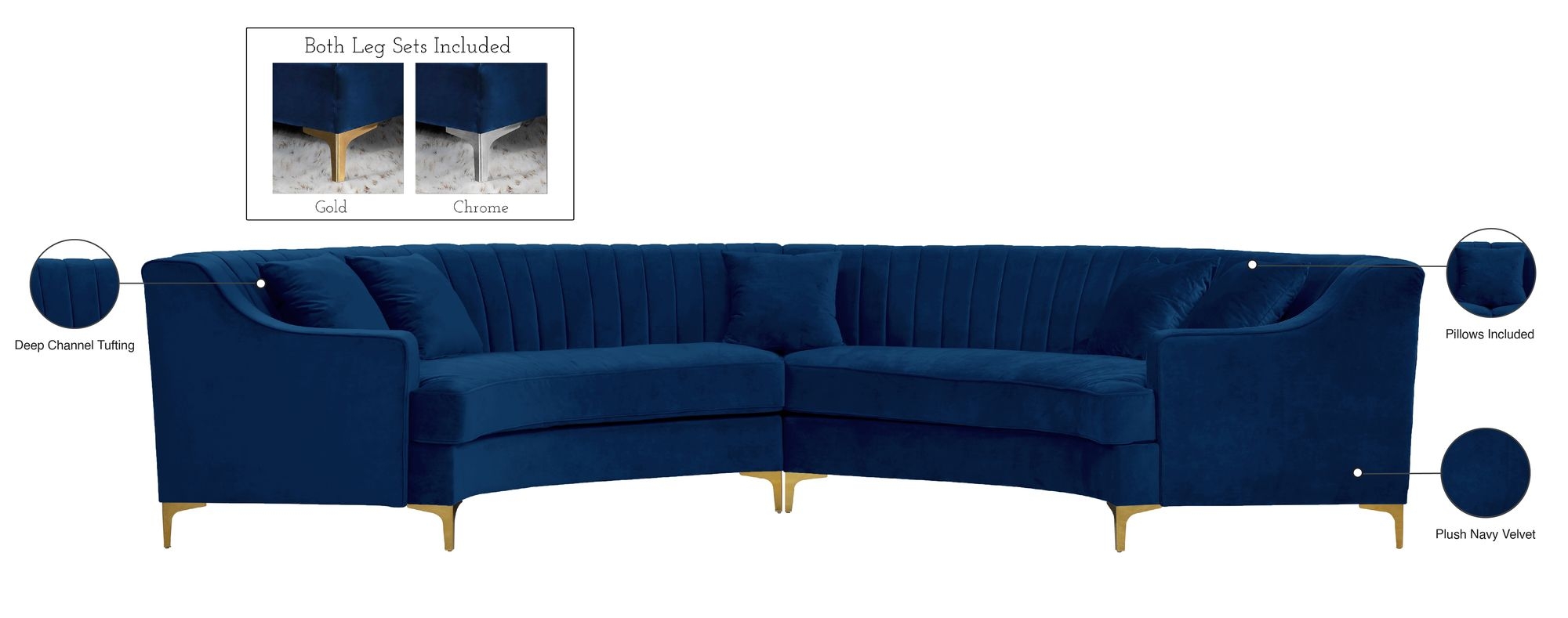 Jackson 143" 2-Piece Velvet Sectional