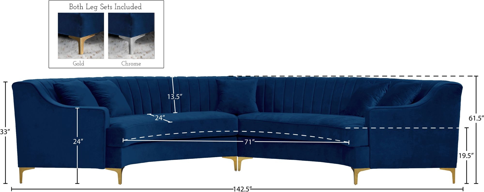 Jackson 143" 2-Piece Velvet Sectional