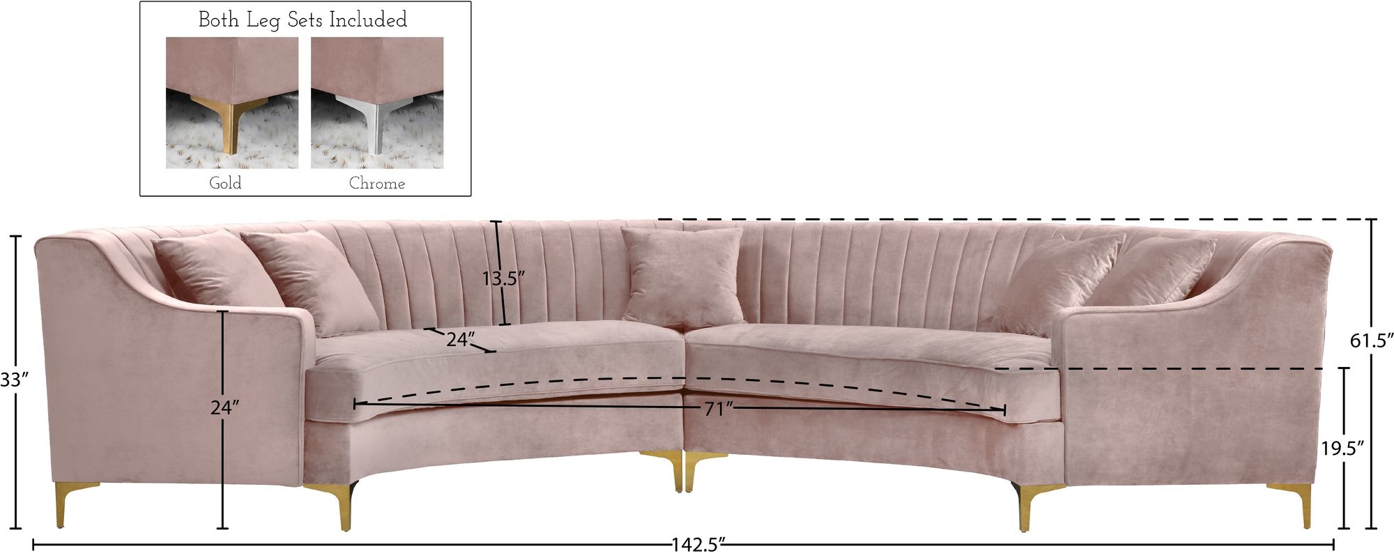 Jackson 143" 2-Piece Velvet Sectional
