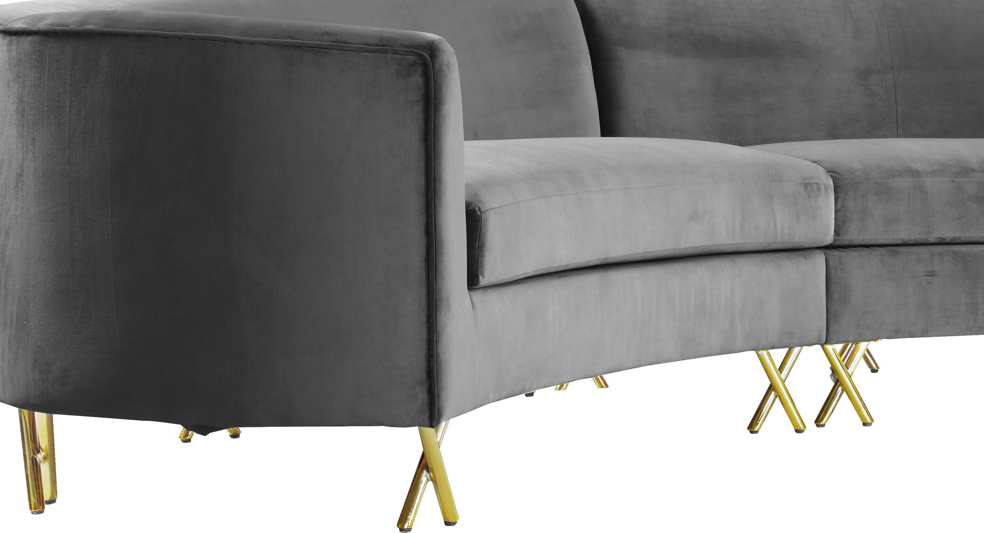 Serpentine 133" 3-Piece Velvet Sectional