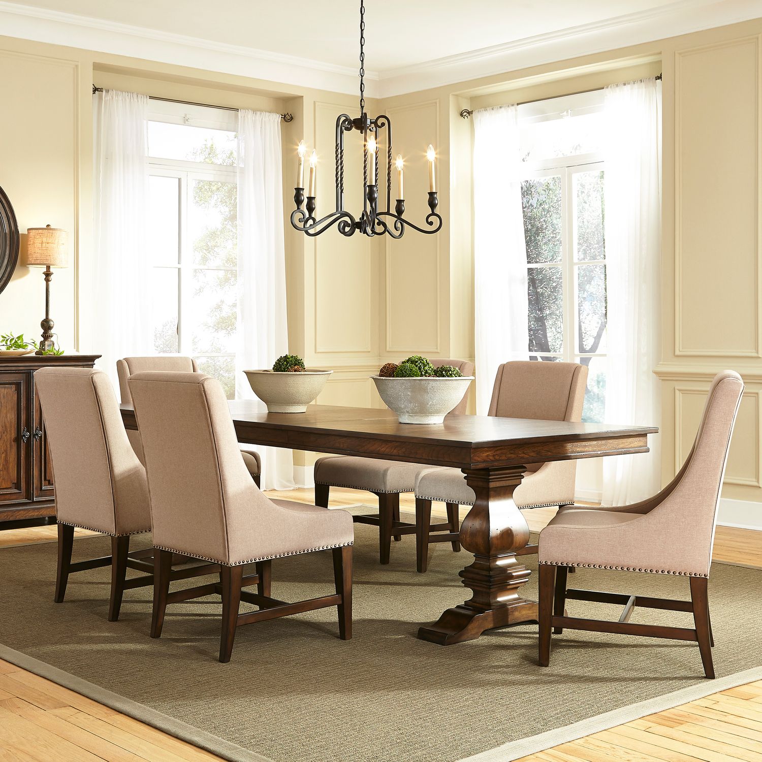 Armand Rectangular Wood Extendable Trestle Table