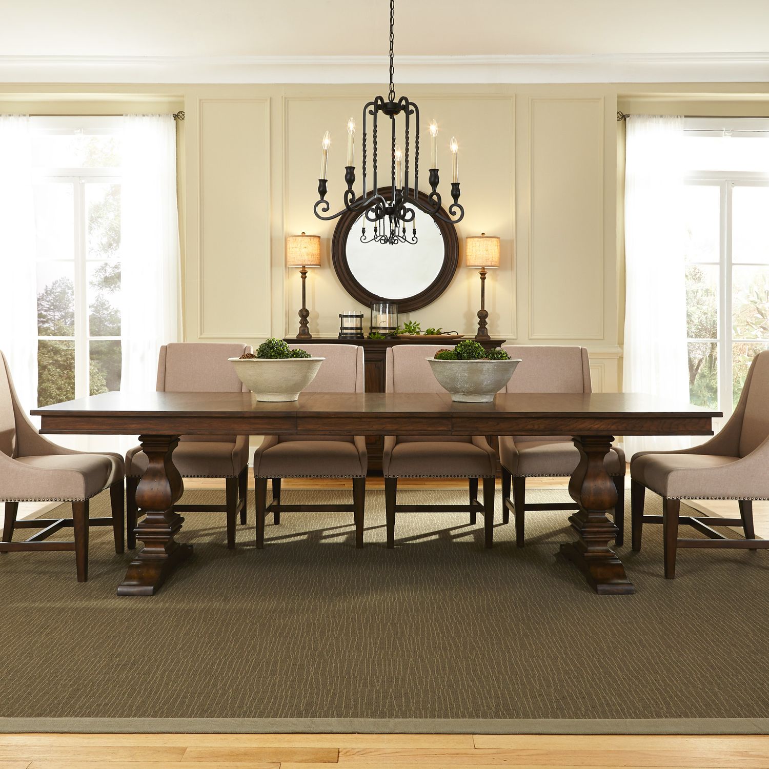 Armand Rectangular Wood Extendable Trestle Table