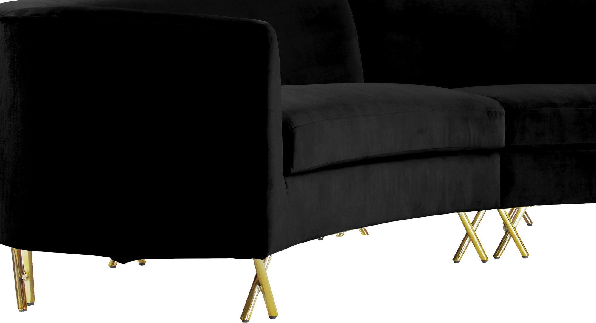 Serpentine 133" 3-Piece Velvet Sectional