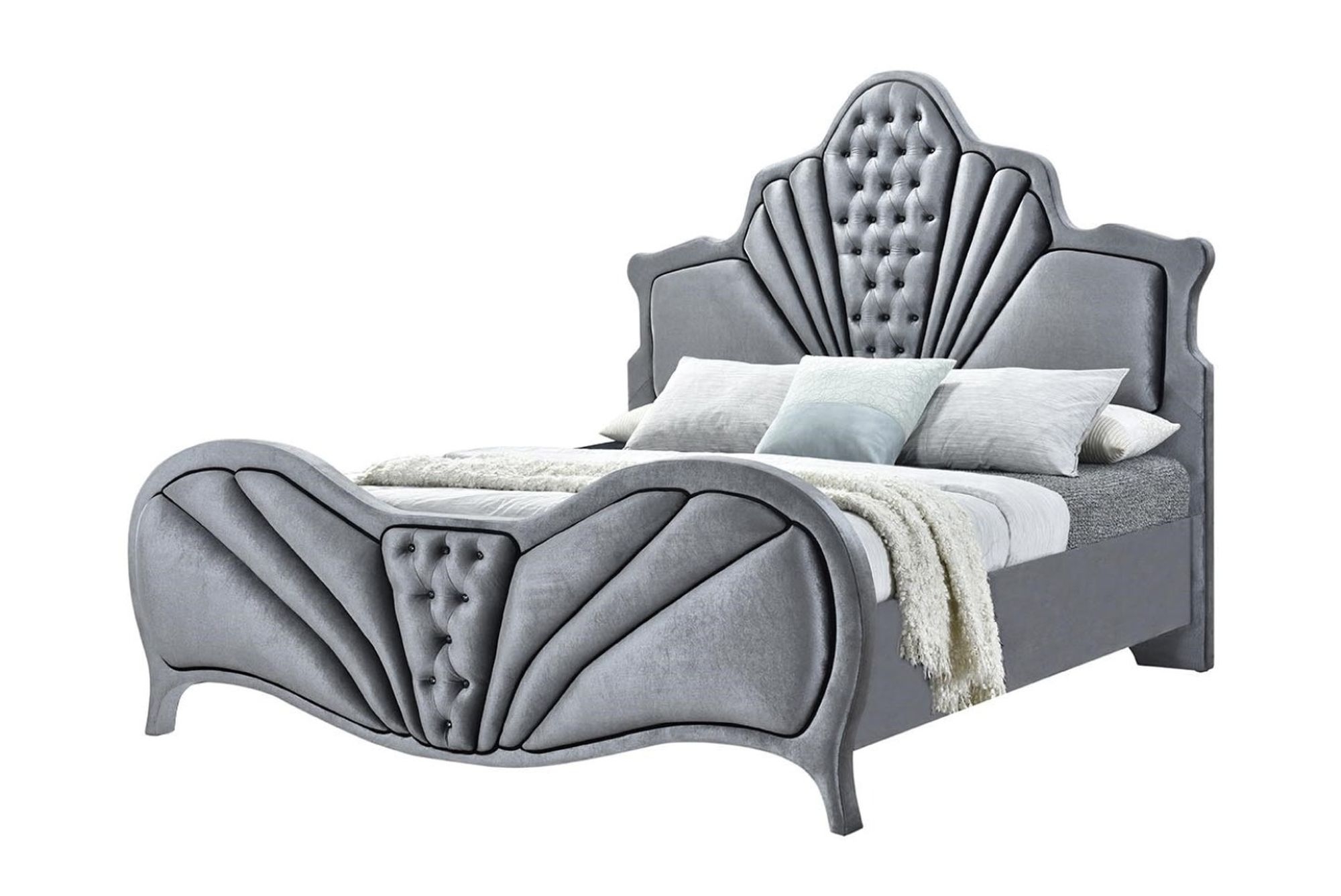 Dante Velvet/Wood Panel Bed