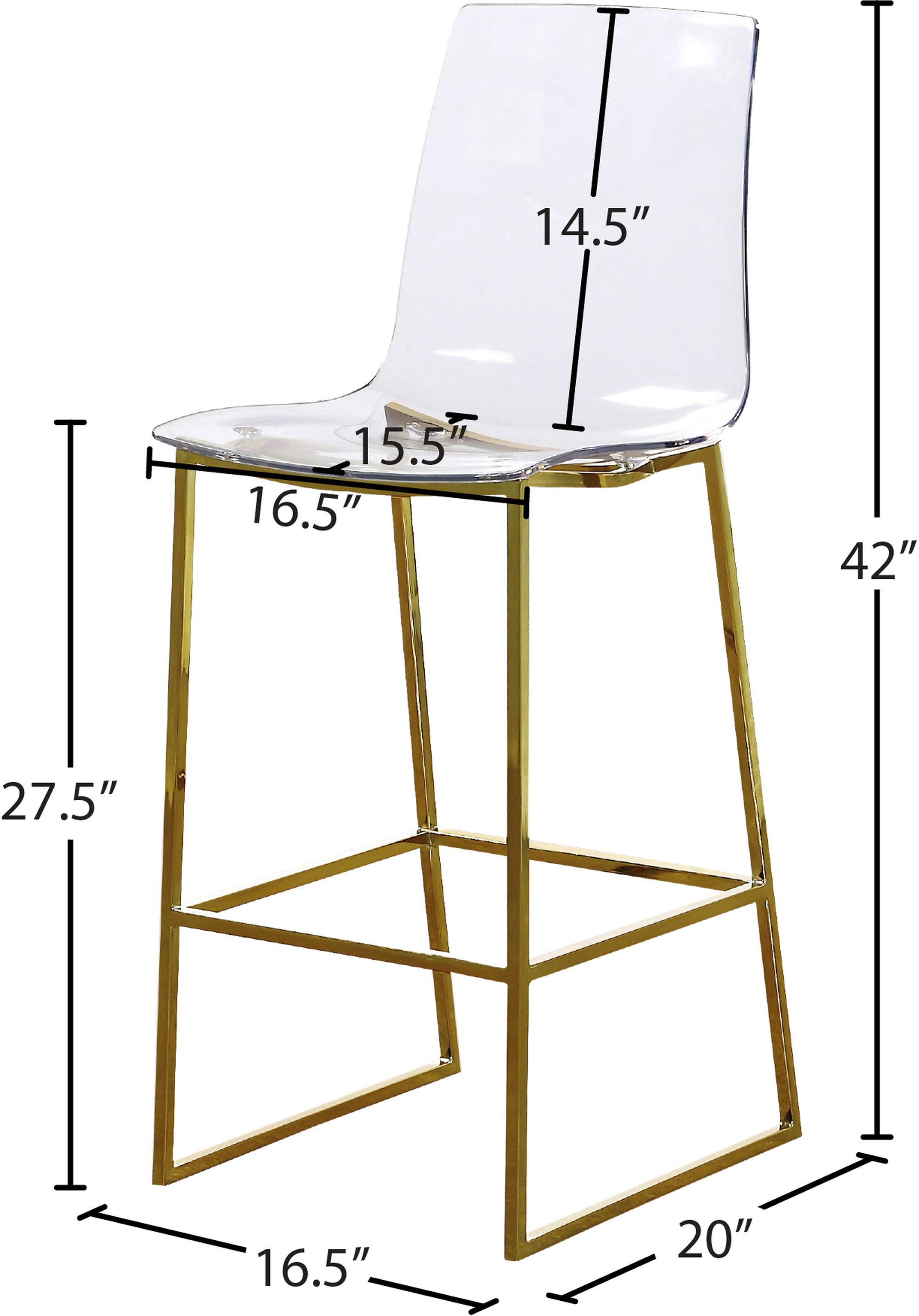 Lumen Polycarbonate Counter Stool with Gold Metal Frame