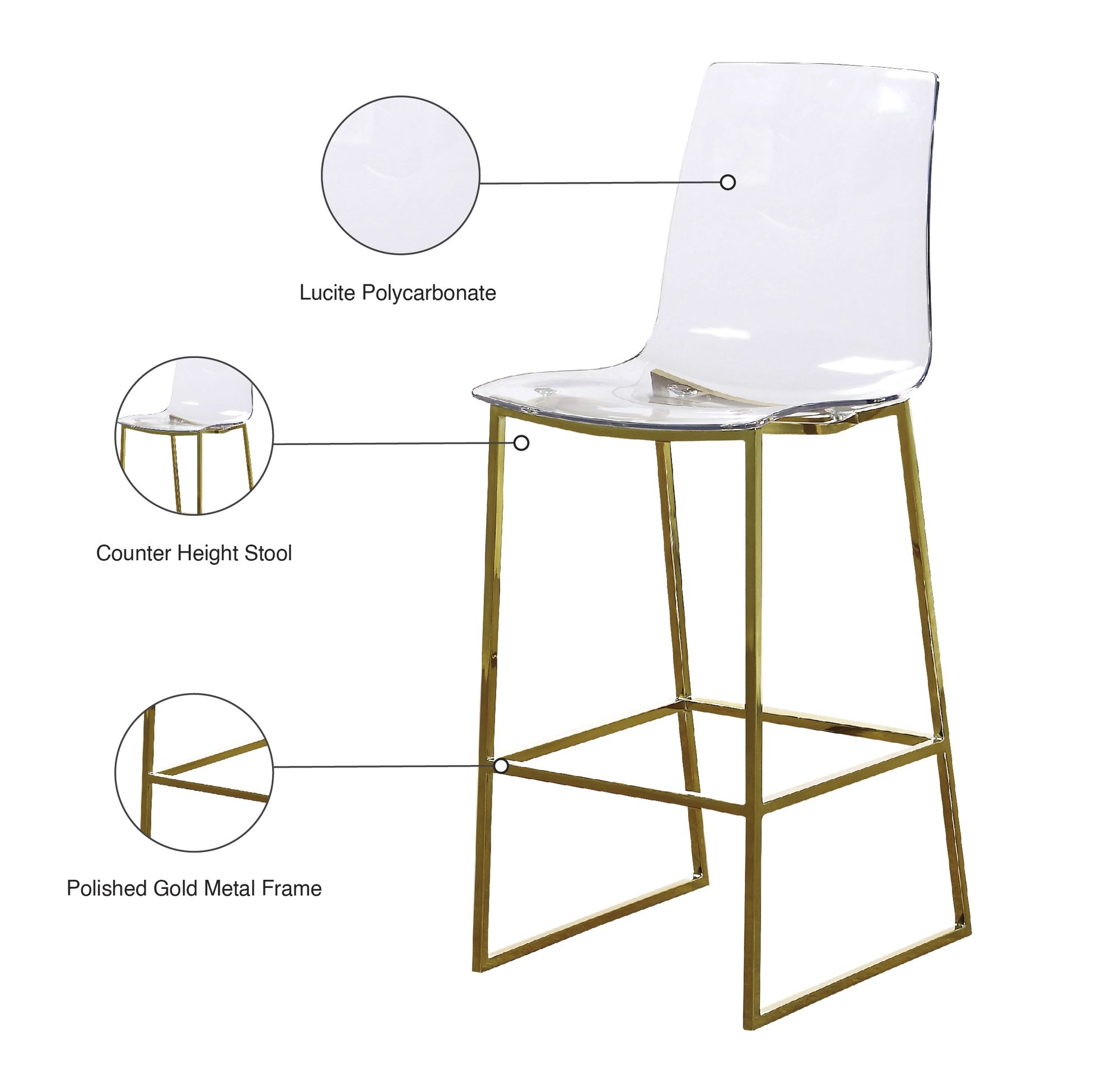 Lumen Polycarbonate Counter Stool with Metal Frame