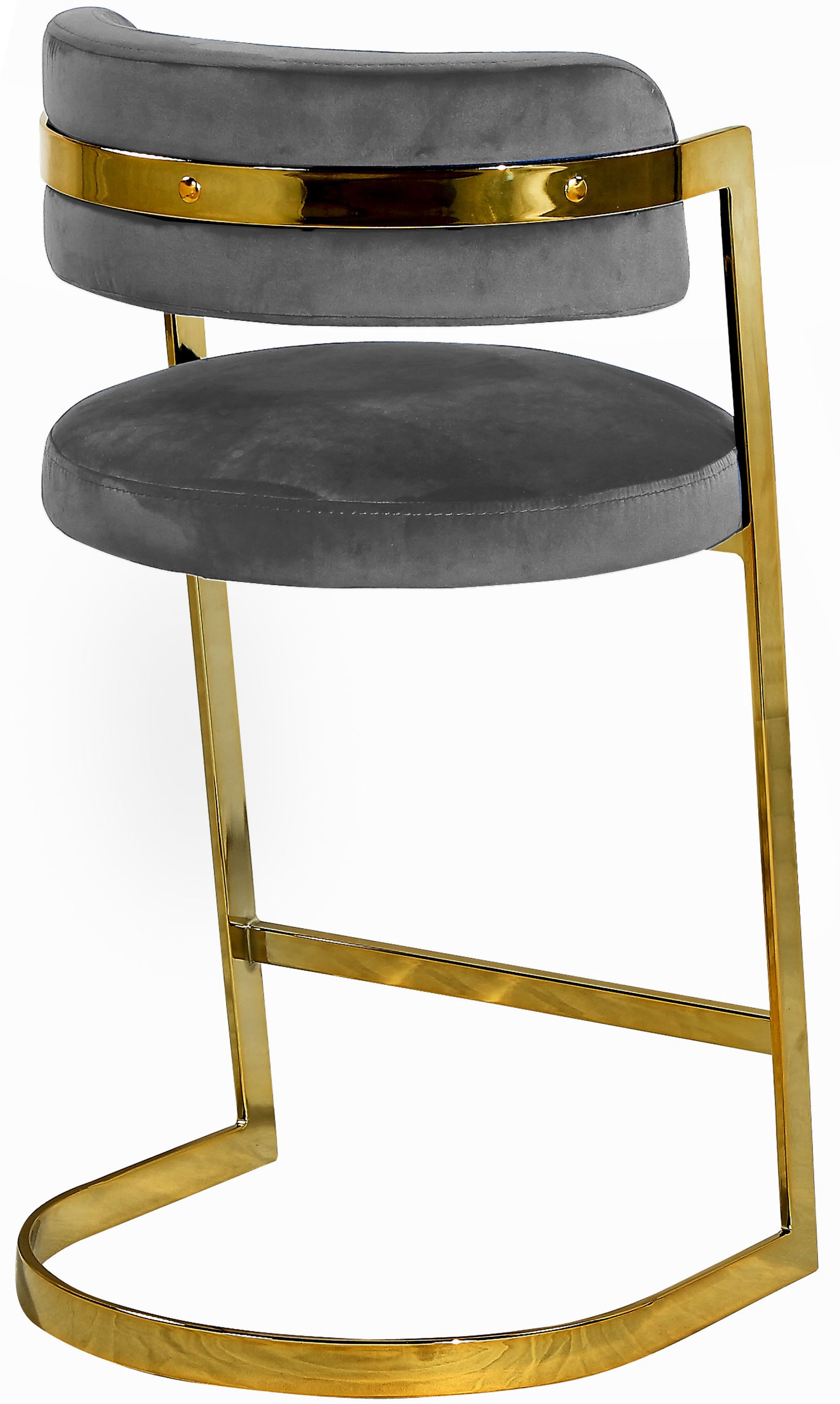 Stephanie Velvet Counter Stool with Polished Gold Metal Frame