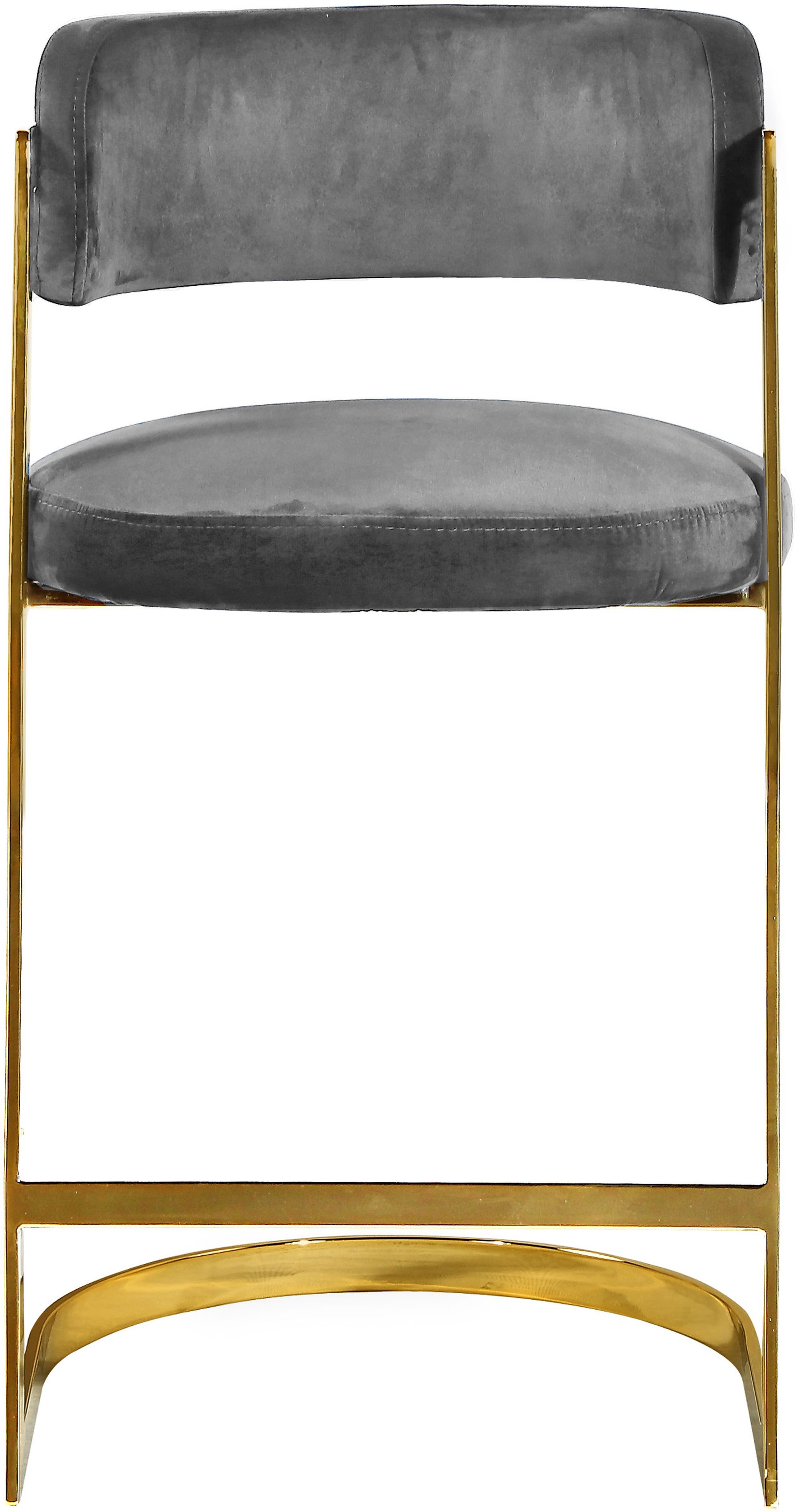 Stephanie Velvet Counter Stool with Polished Gold Metal Frame