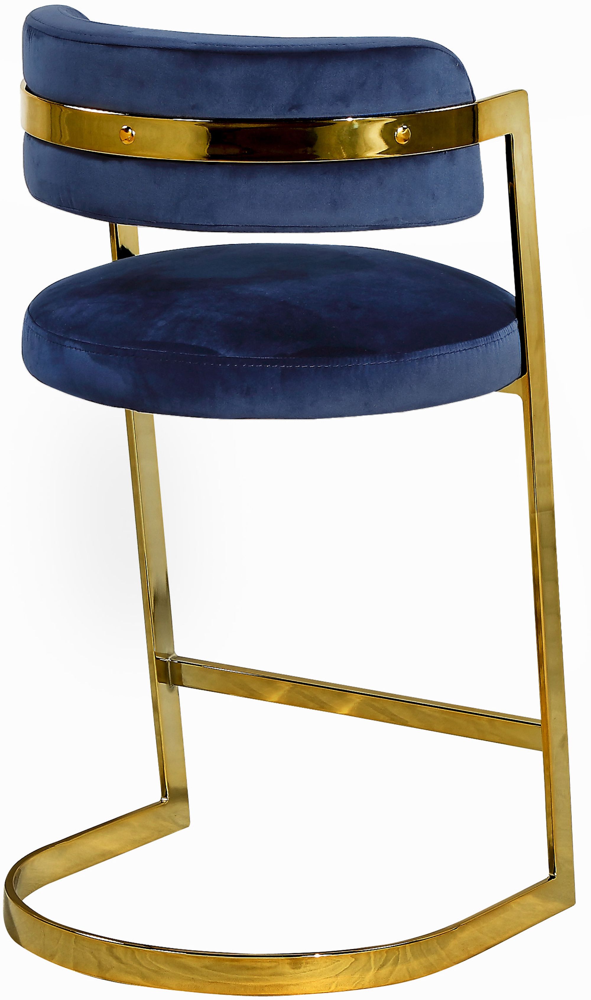 Stephanie Velvet Counter Stool with Polished Gold Metal Frame