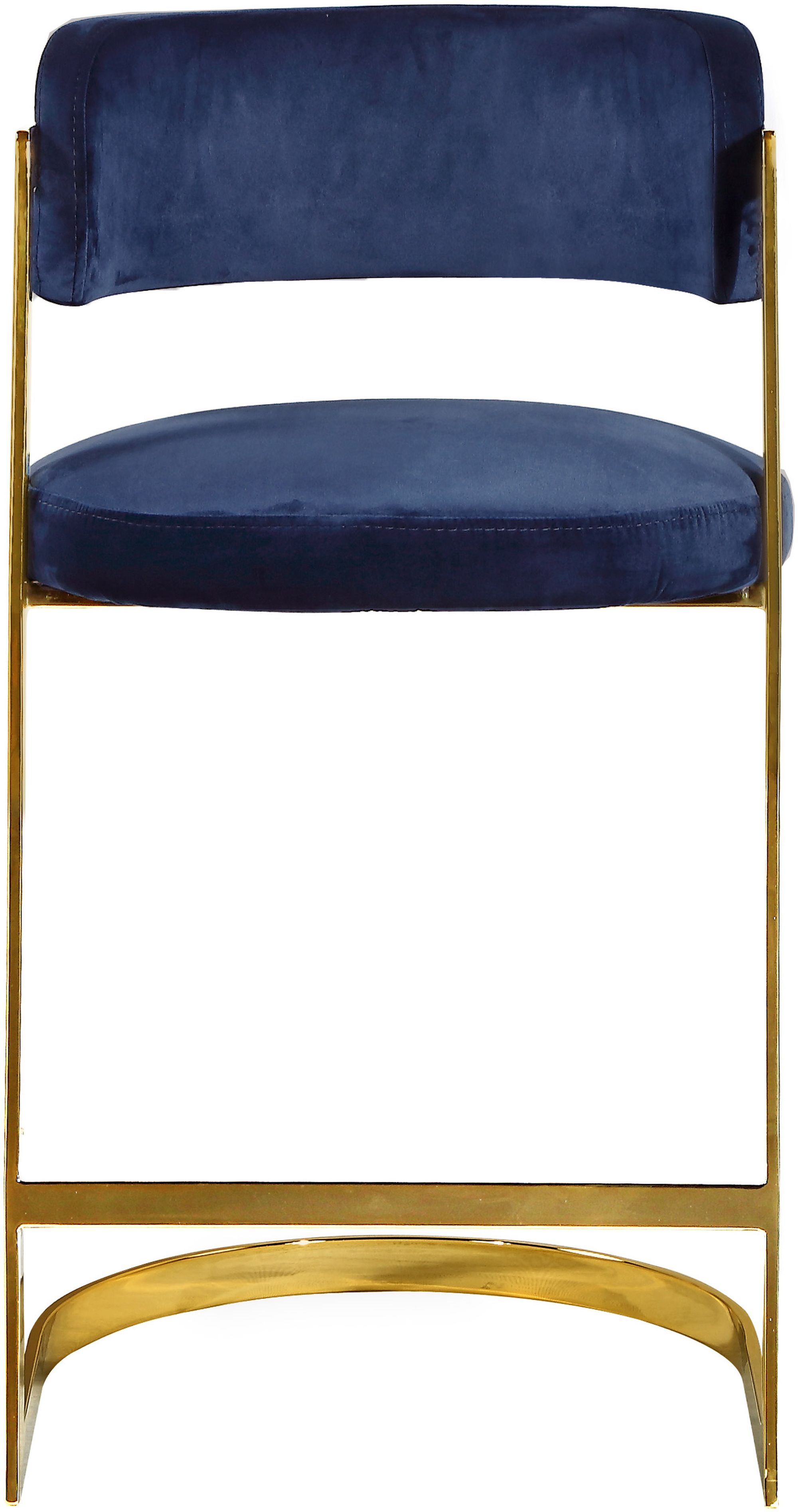 Stephanie Velvet Counter Stool with Polished Gold Metal Frame