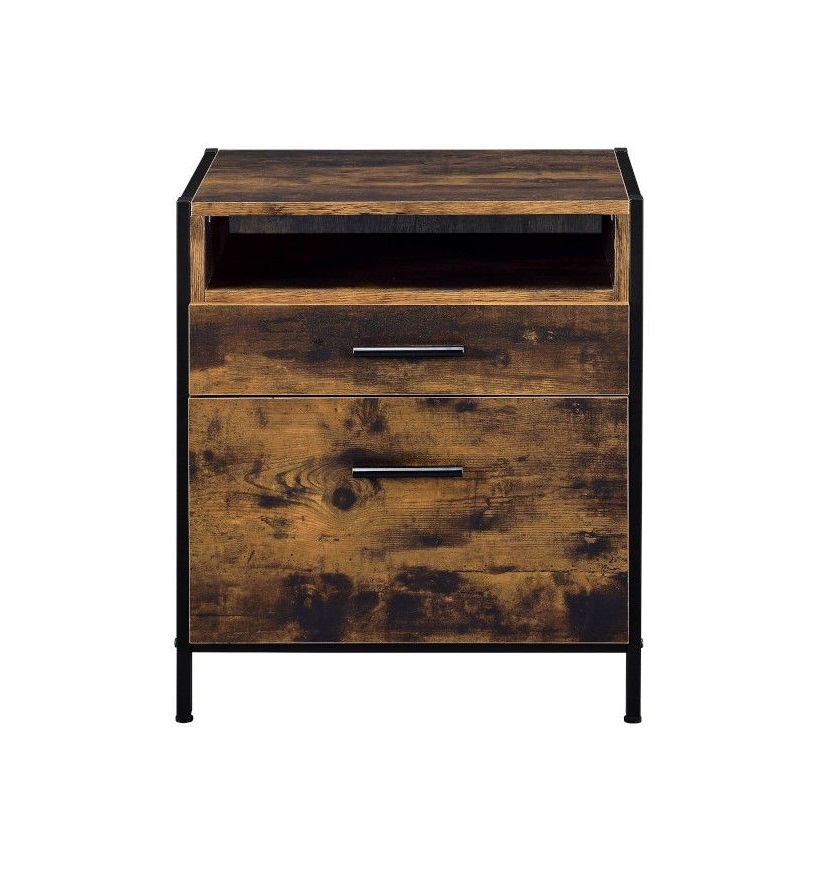 Juvanth Wood/Metal Nightstand w/2 Drawers