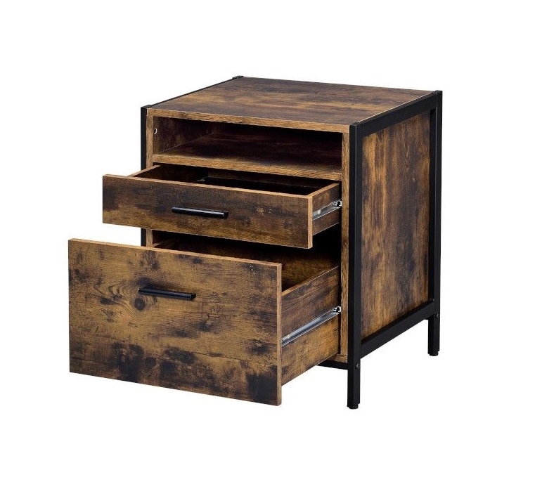 Juvanth Nightstand Rustic Oak & Black