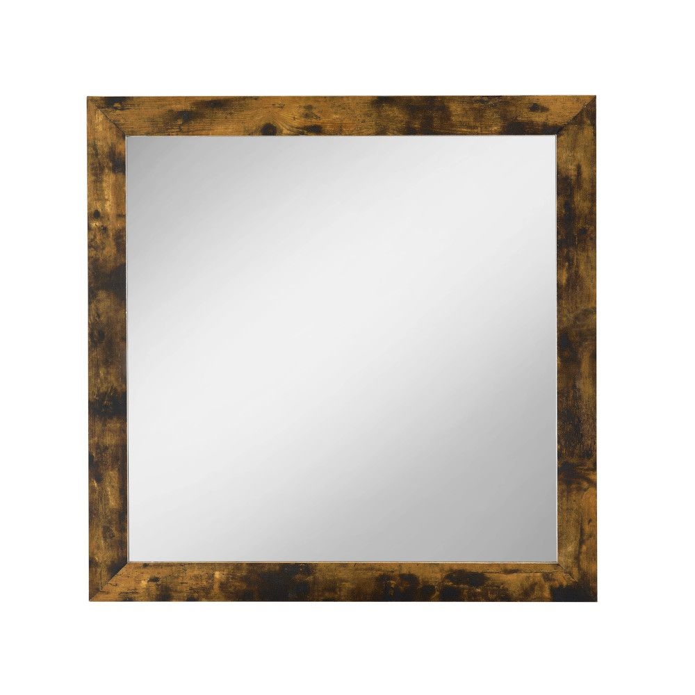 35 x 1 x 35 in. Juvanth Composite Wood Mirror, Rustic Oak