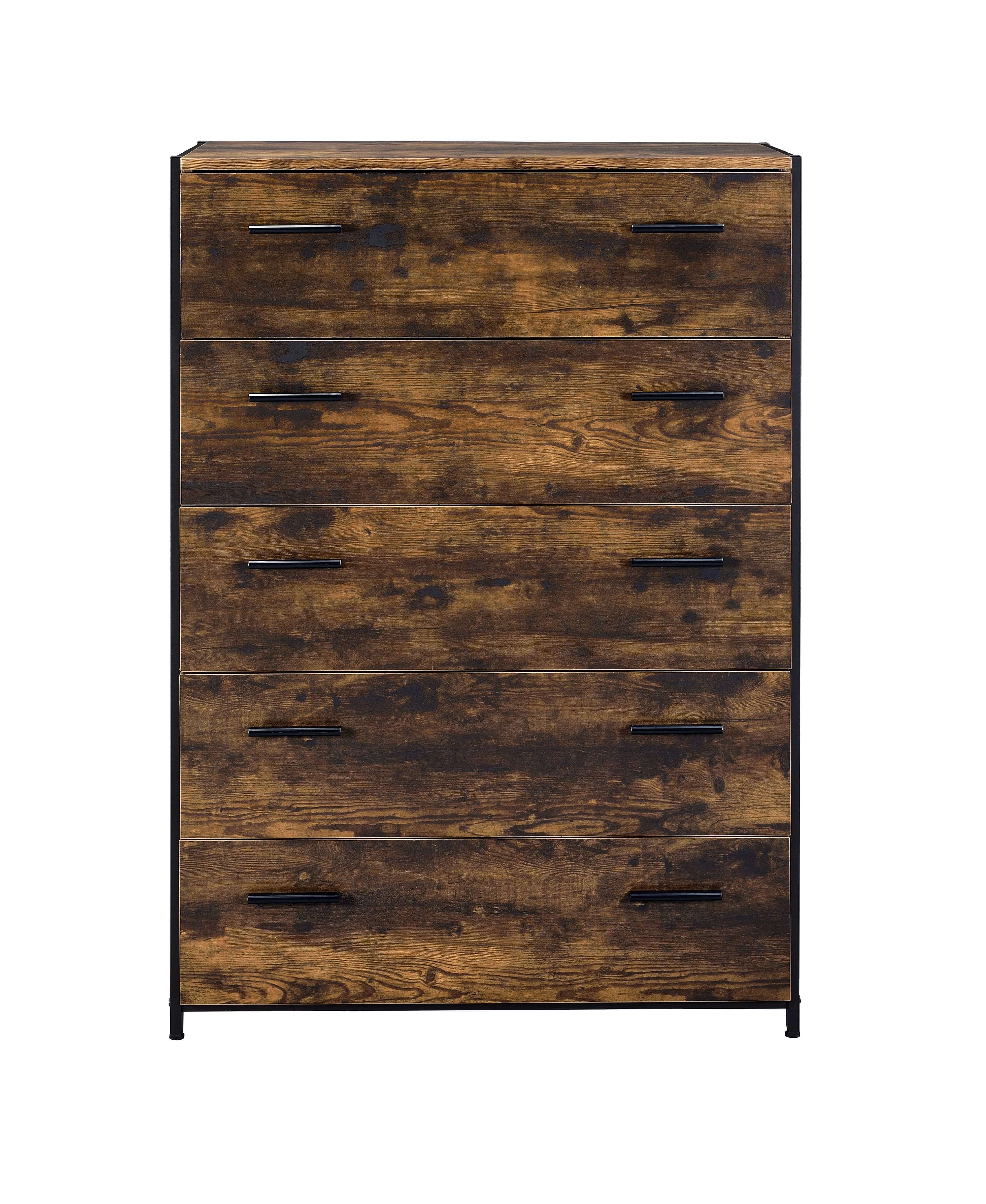 5-Drawer Solid Wood Vertical Chest, Modern Wooden Chest of Drawers with Spacious Storage Space for Bedroom, Lliving room