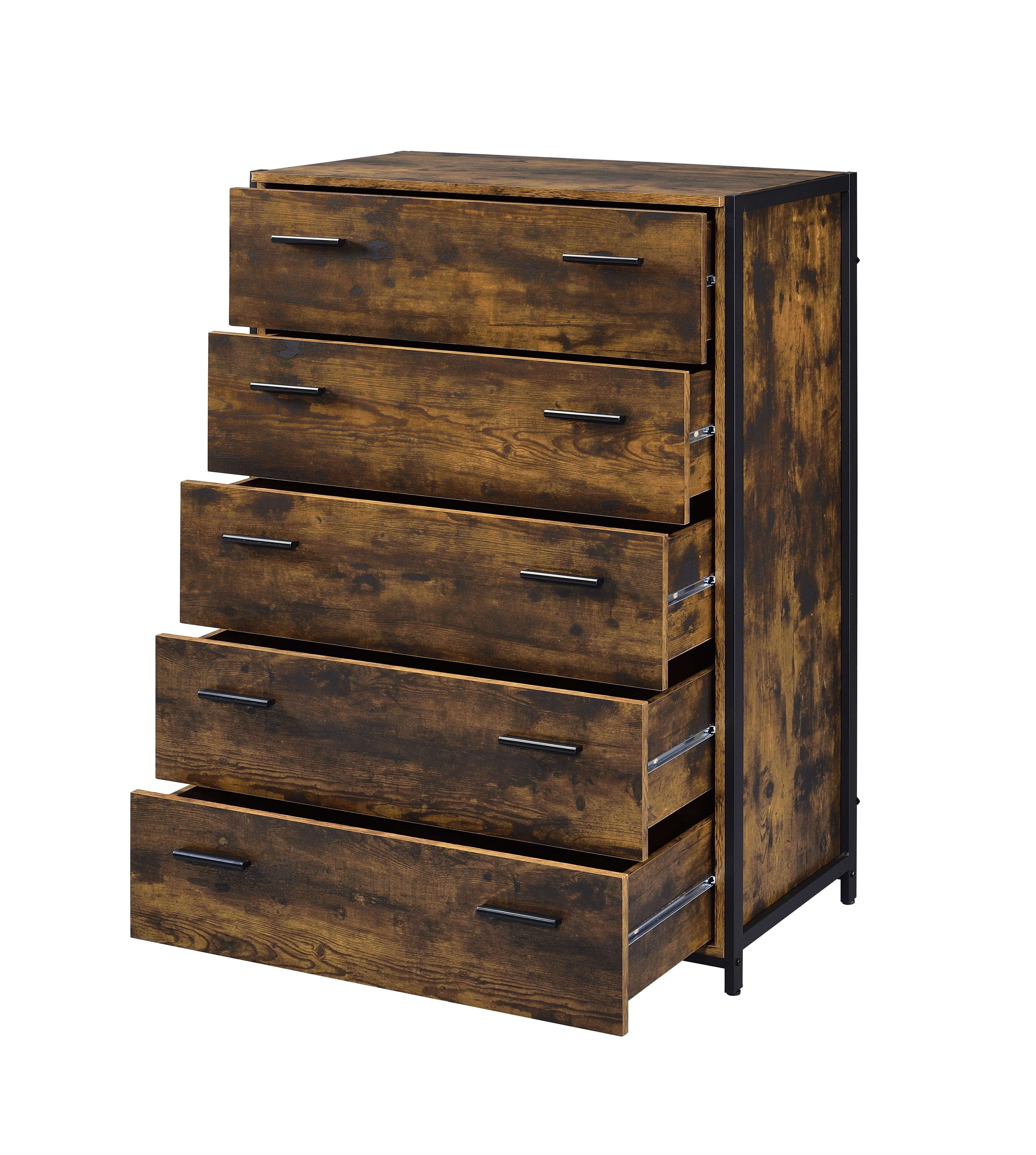 5-Drawer Solid Wood Vertical Chest, Modern Wooden Chest of Drawers with Spacious Storage Space for Bedroom, Lliving room
