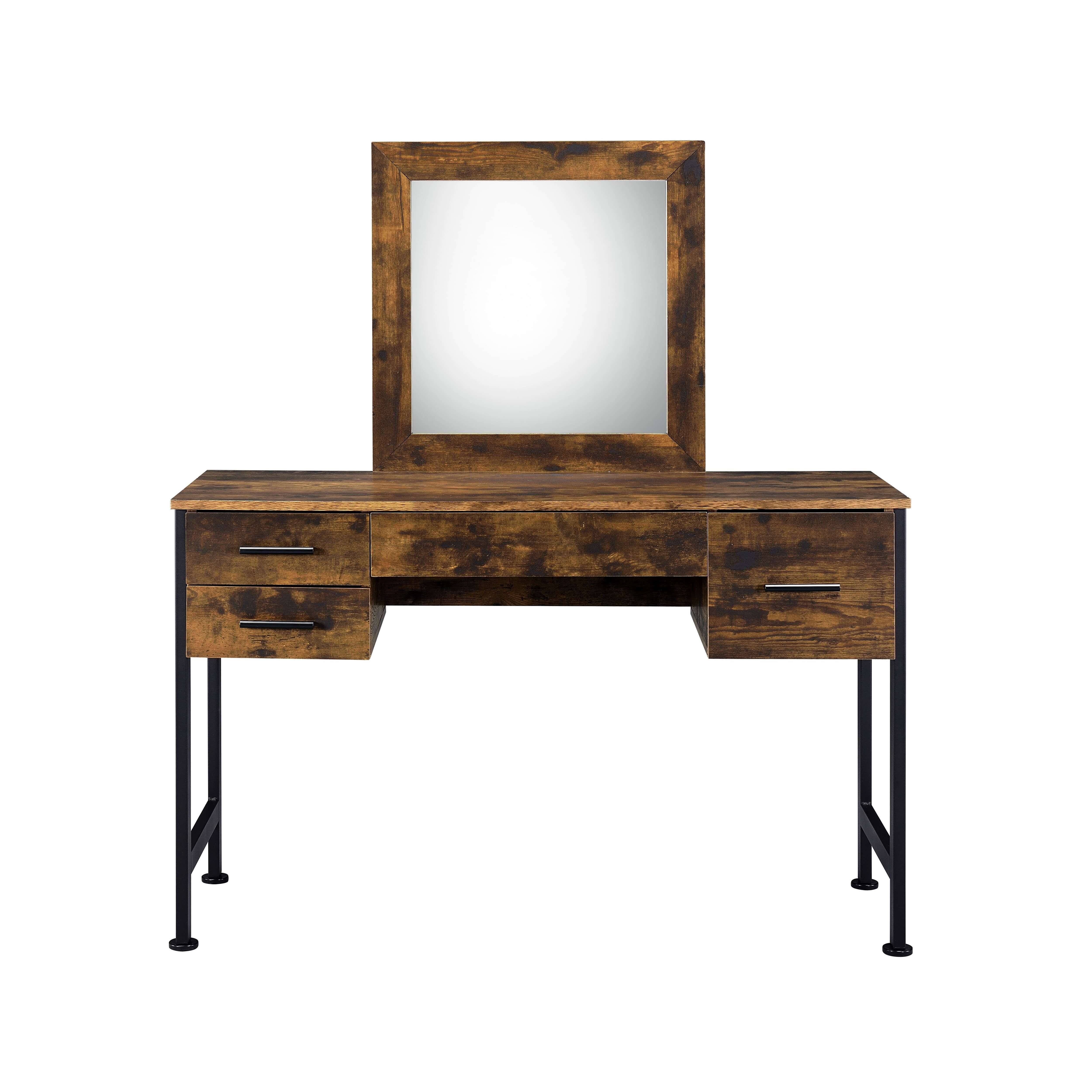 Juvanth Wood/Metal Vanity Desk w/Mirror & 4 Drawers