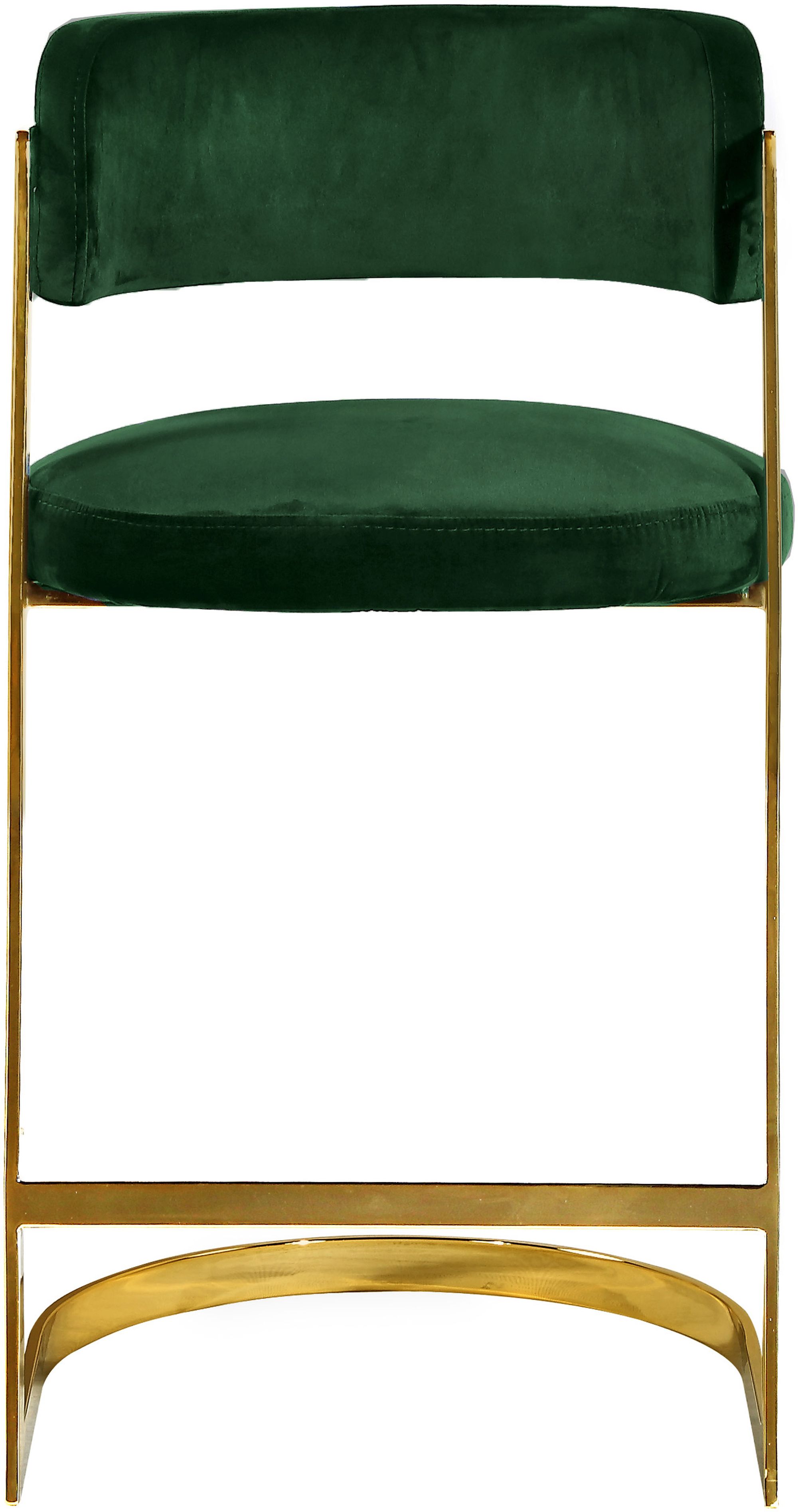 Stephanie Velvet Counter Stool with Polished Gold Metal Frame