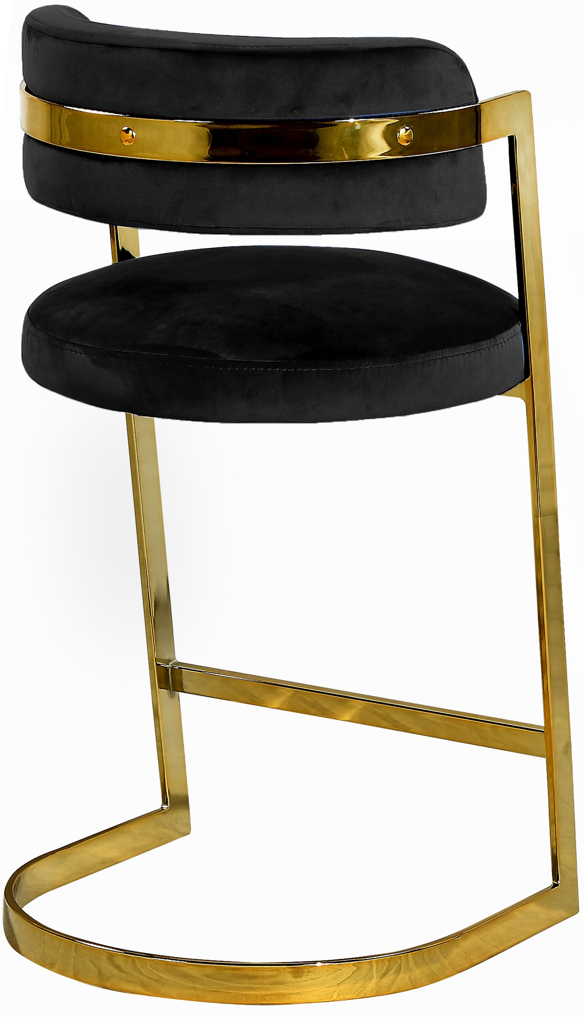 Stephanie Velvet Counter Stool with Polished Gold Metal Frame