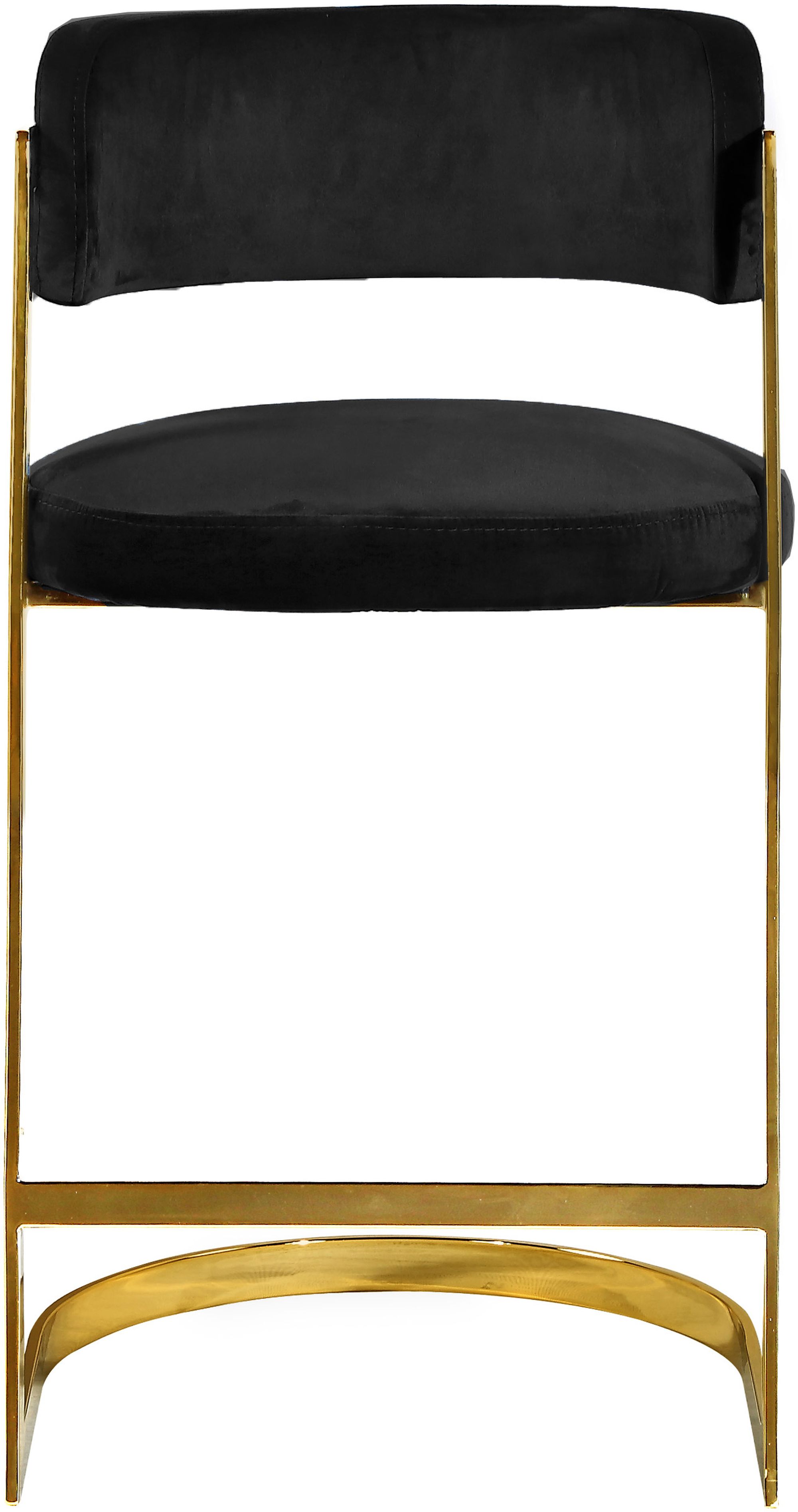 Stephanie Velvet Counter Stool with Polished Gold Metal Frame