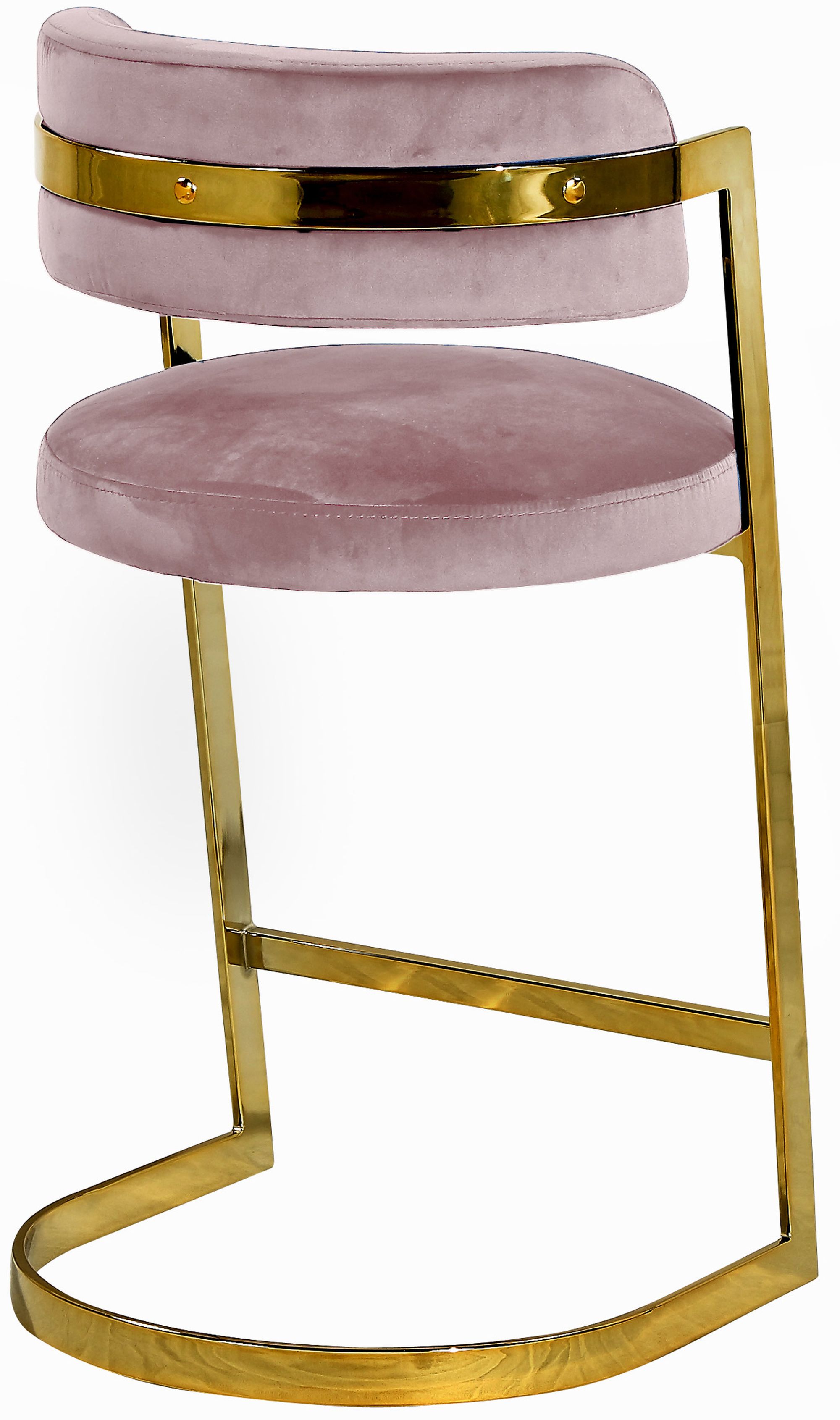 Stephanie Velvet Counter Stool with Polished Gold Metal Frame