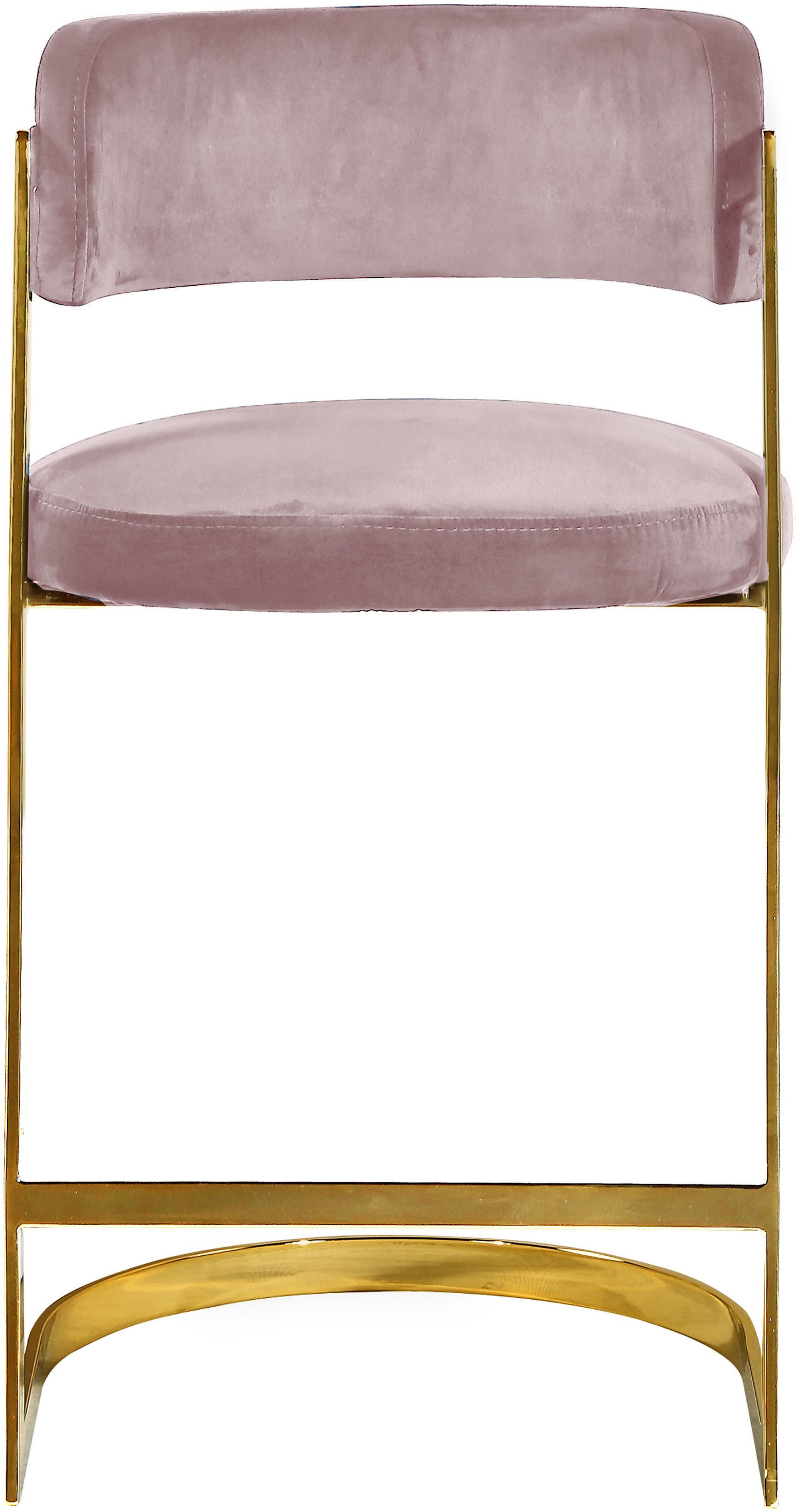 Stephanie Velvet Counter Stool with Polished Gold Metal Frame