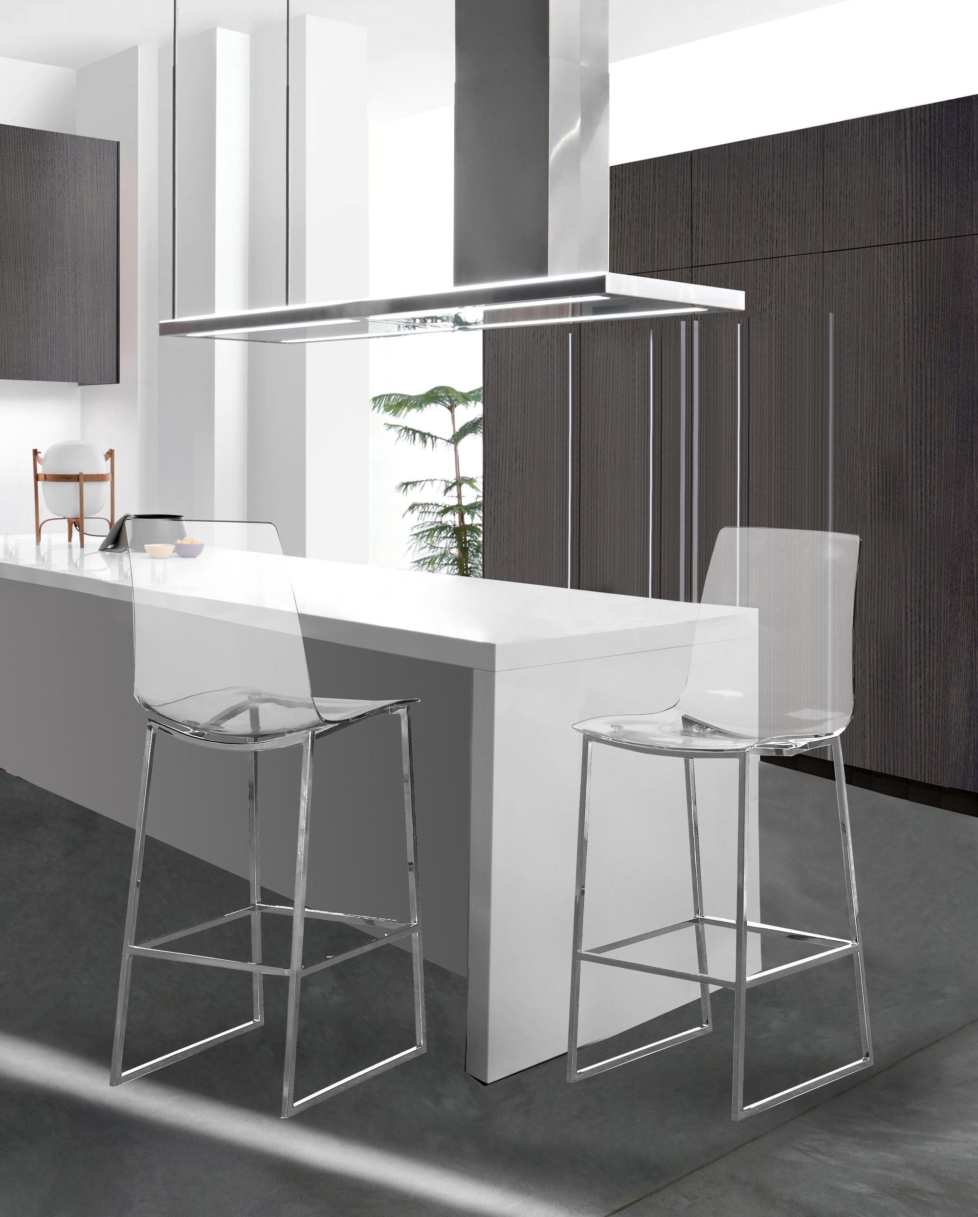 Lumen Polycarbonate Counter Stool with Metal Frame