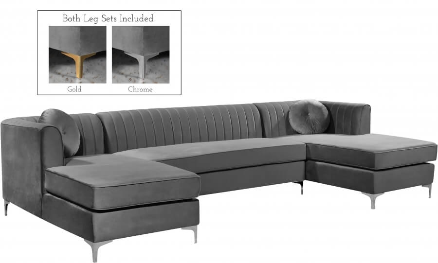Graham 132" 3-Piece Velvet Sectional