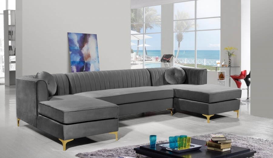 Graham 132" 3-Piece Velvet Sectional