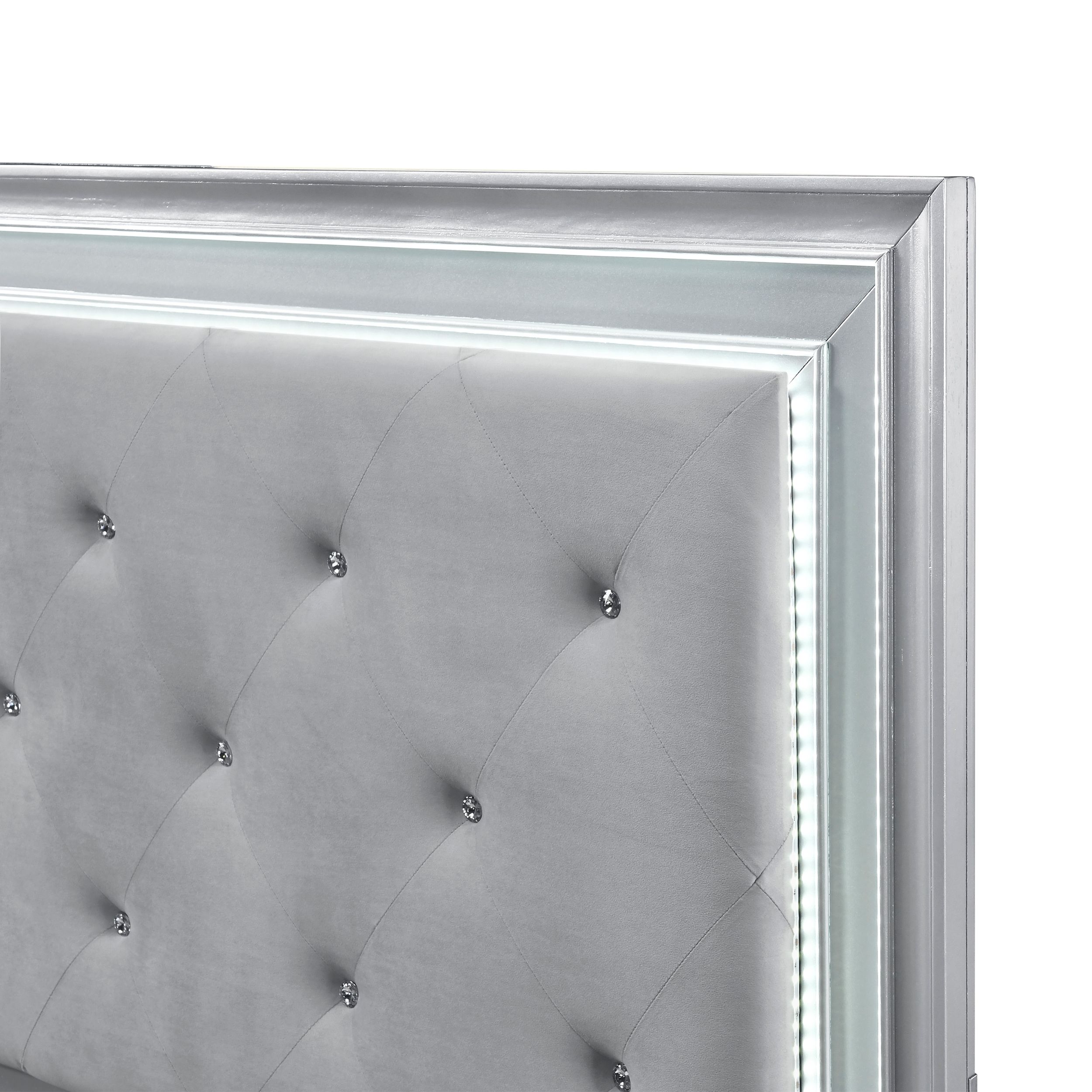Anatole Fabric/Wood Queen Panel Bed with LED Lighting