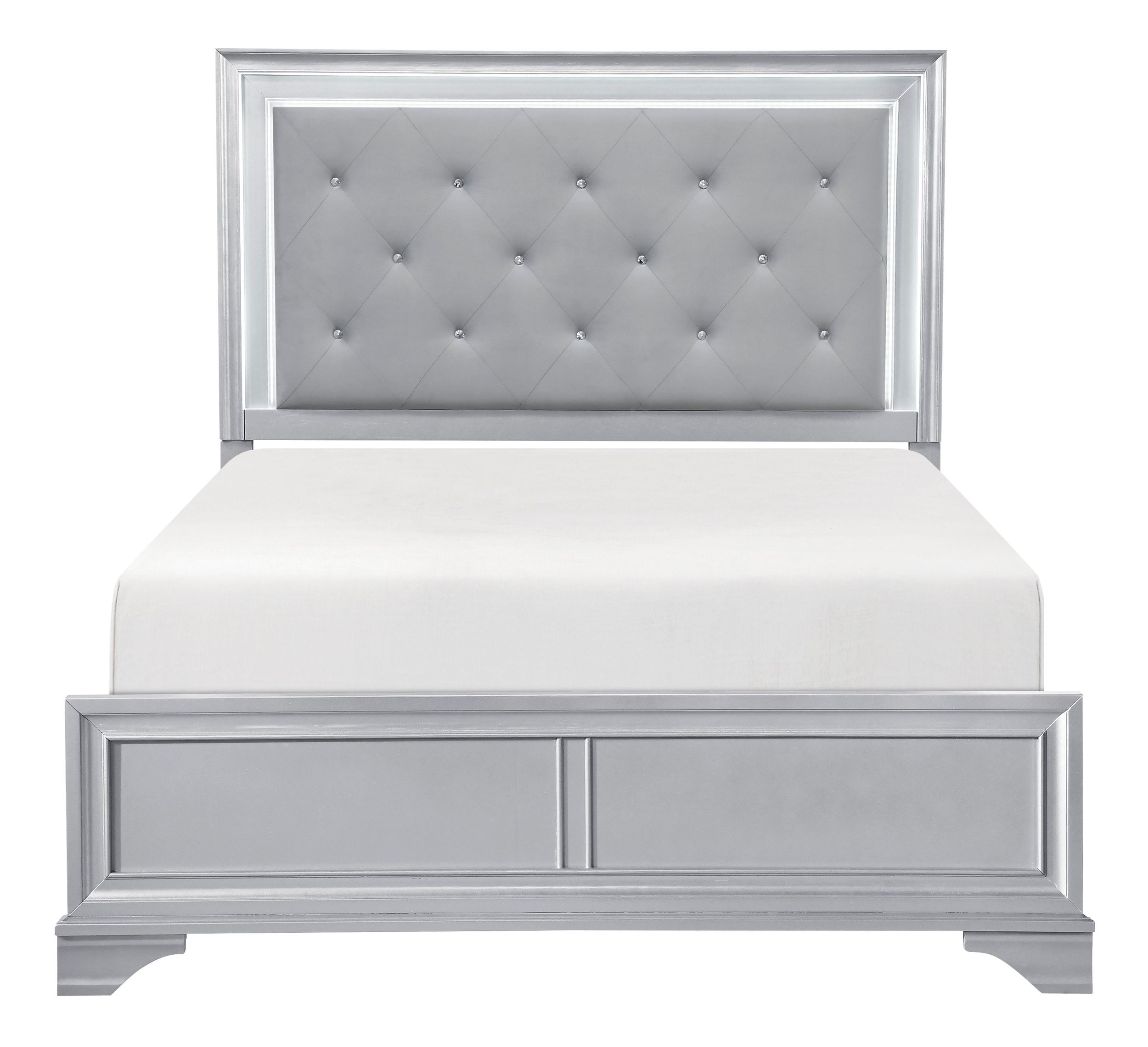 Anatole Fabric/Wood Eastern King Panel Bed with LED Lighting