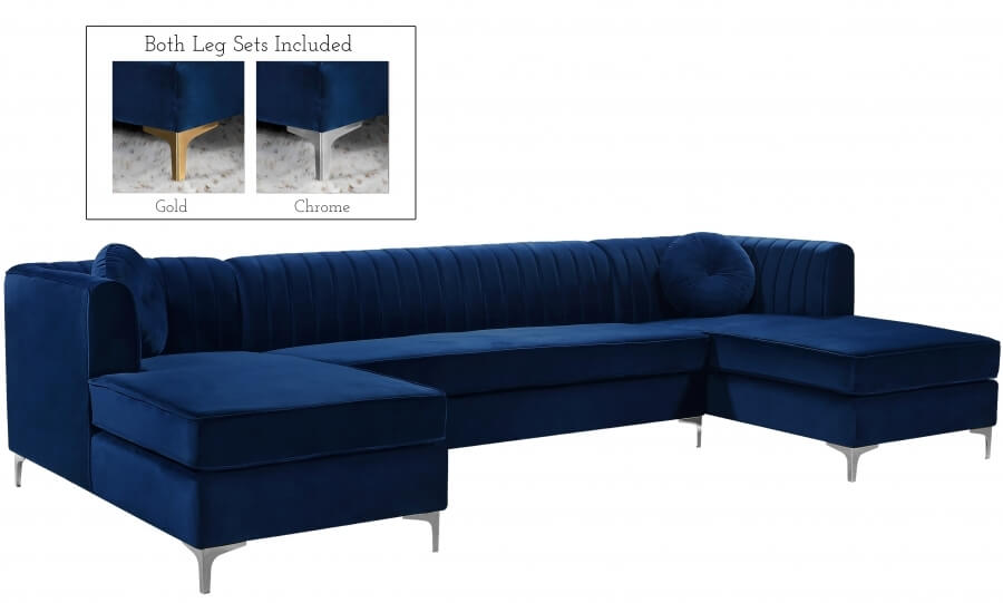 Graham 132" 3-Piece Velvet Sectional