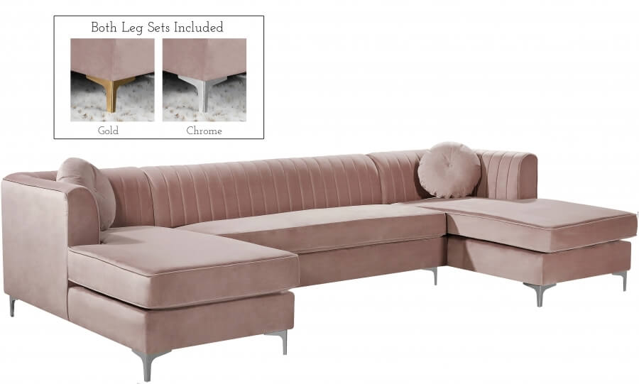 Graham 132" 3-Piece Velvet Sectional