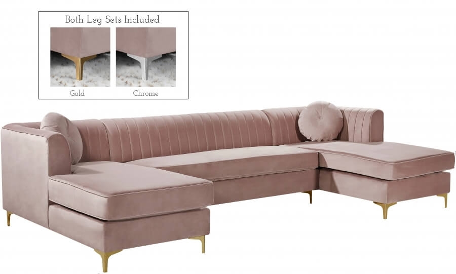 Graham 132" 3-Piece Velvet Sectional