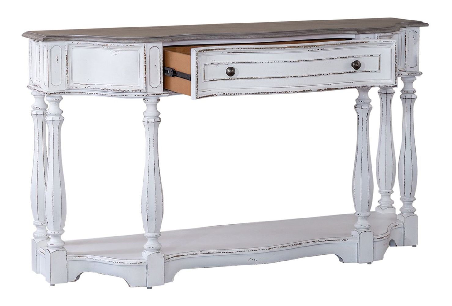 Magnolia Manor Irregular Wood 56-Inch Hall Console Table w/Drawer