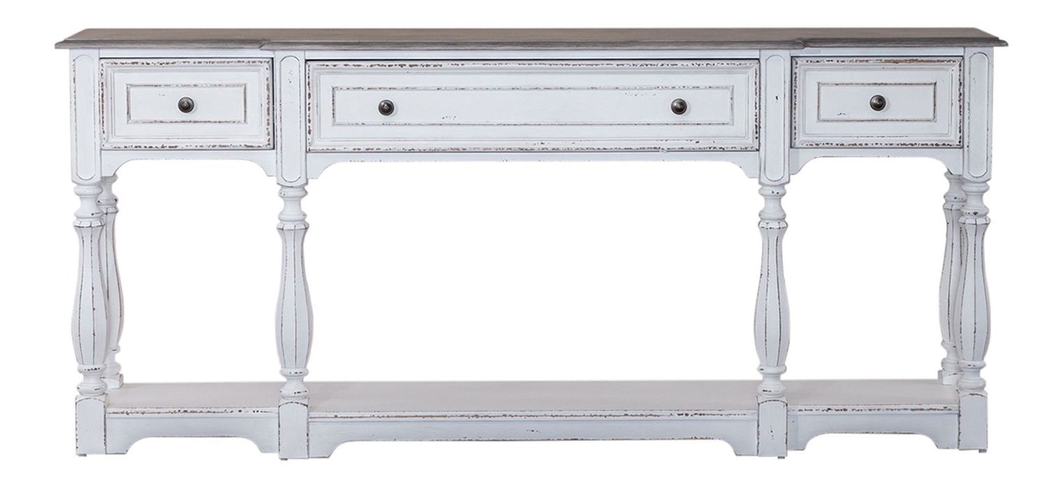 Magnolia Manor Irregular Wood 72-Inch Hall Console Table w/3 Drawers