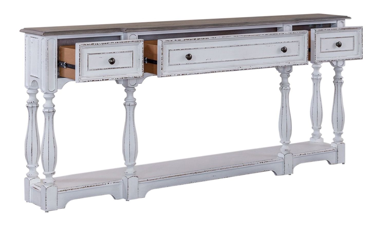 Magnolia Manor Irregular Wood 72-Inch Hall Console Table w/3 Drawers