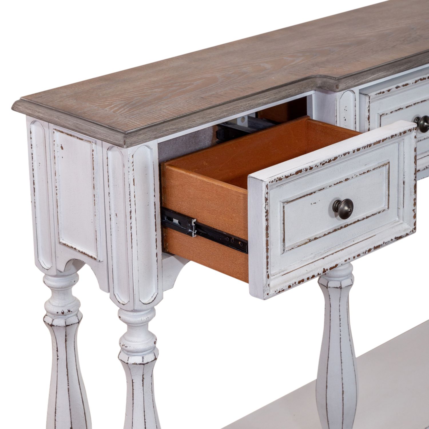 Magnolia Manor Irregular Wood 72-Inch Hall Console Table w/3 Drawers