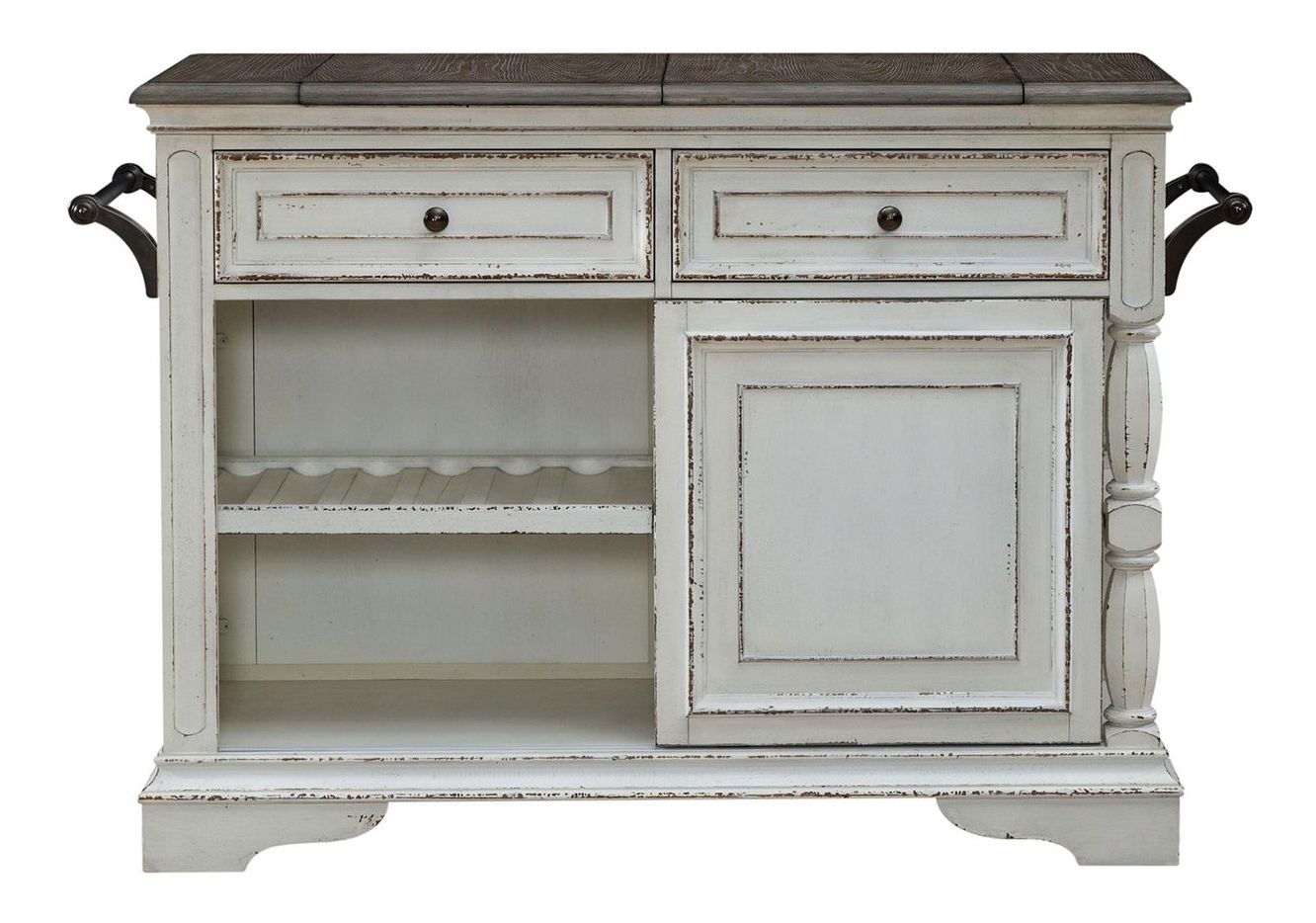 Magnolia Manor Wood Bar Cart w/2 Drawers & Door
