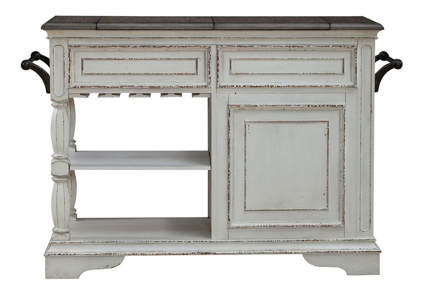 Magnolia Manor Wood Bar Cart w/2 Drawers & Door