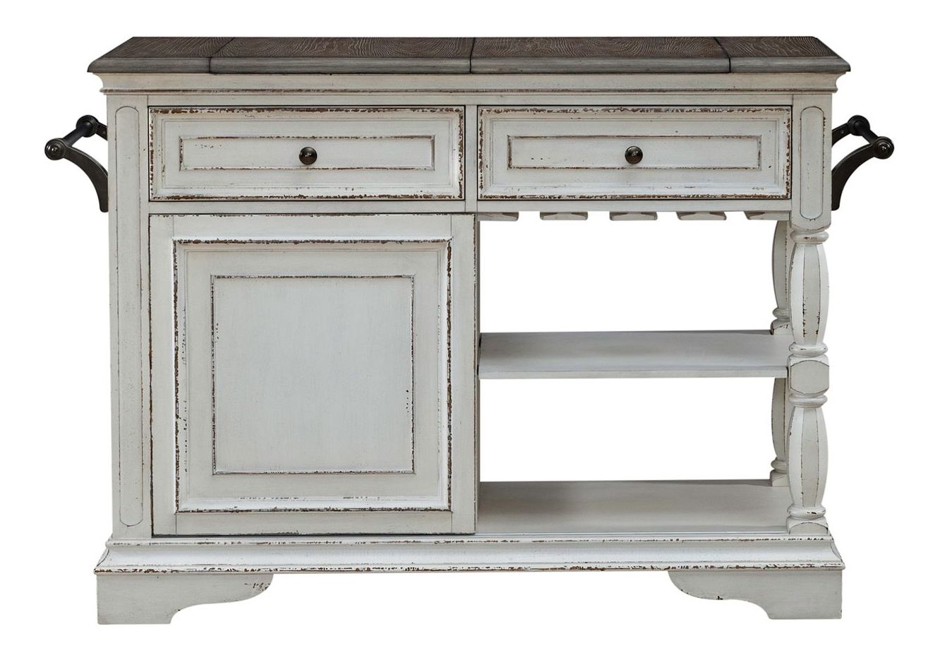 Magnolia Manor Wood Bar Cart w/2 Drawers & Door