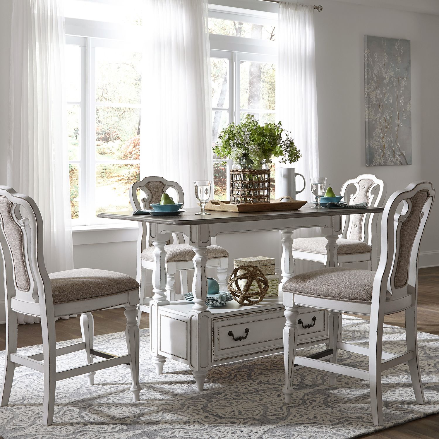 Magnolia Manor Tweed/Wood Chenille Counter Height Chair
