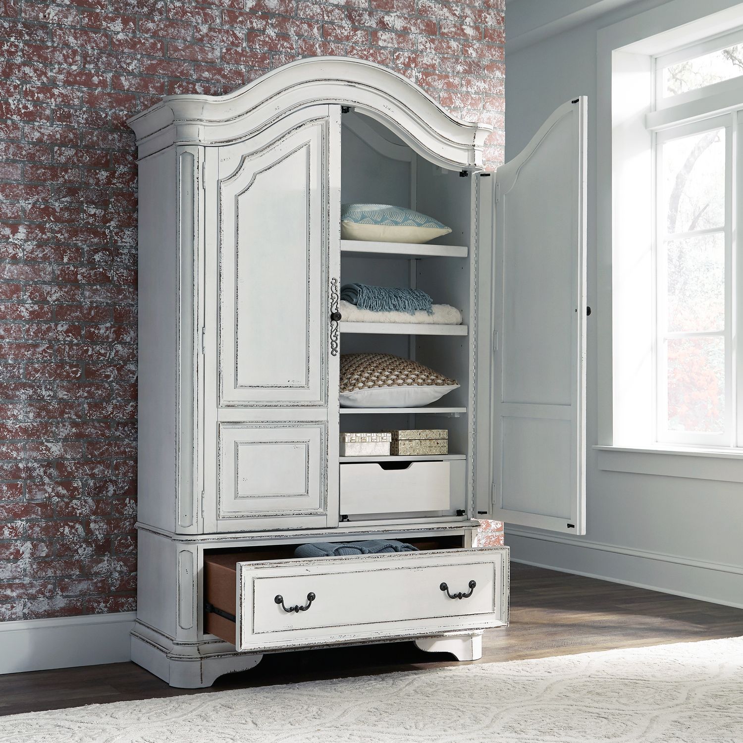 Magnolia Manor Wood Armoire w/2 Doors & Drawer