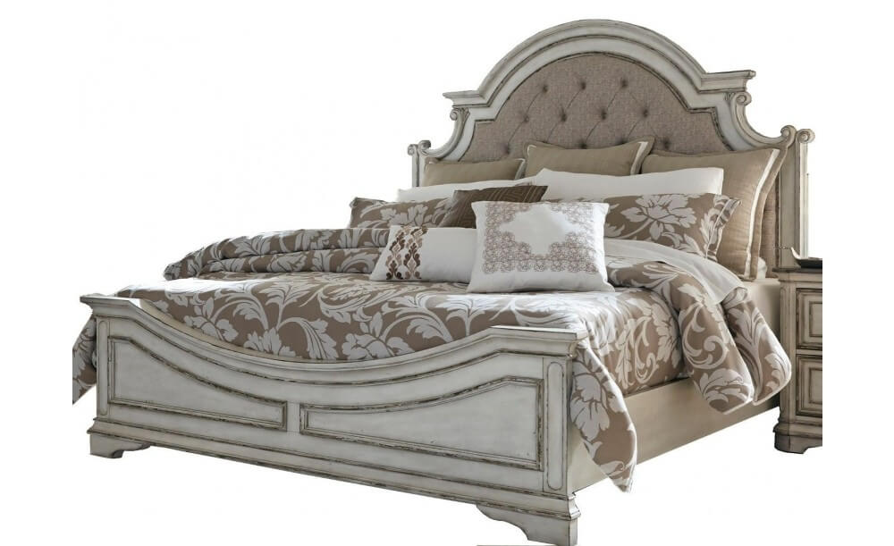 SM Magnolia Manor Fabric Upholstered Sleigh Queen Size Bed