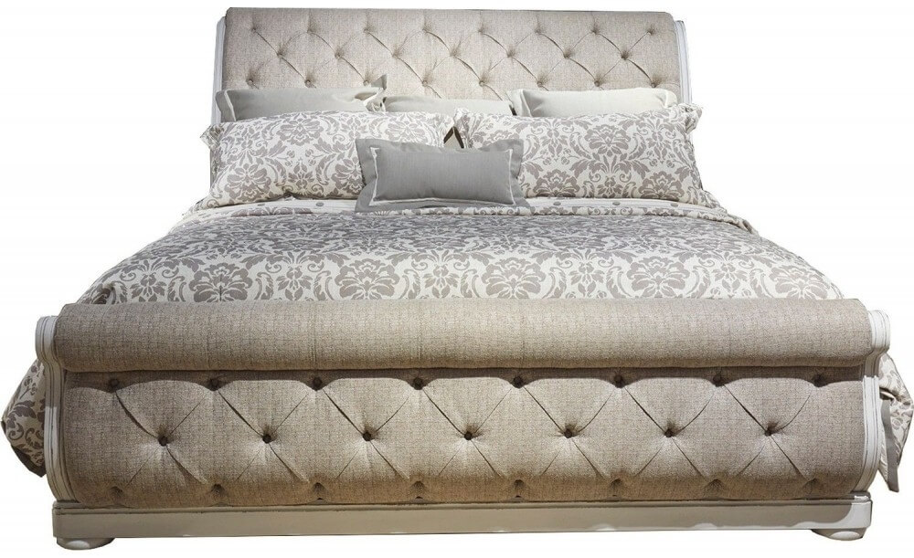 SM Magnolia Manor Fabric Upholstered Sleigh Queen Size Bed - Thumbnail 2
