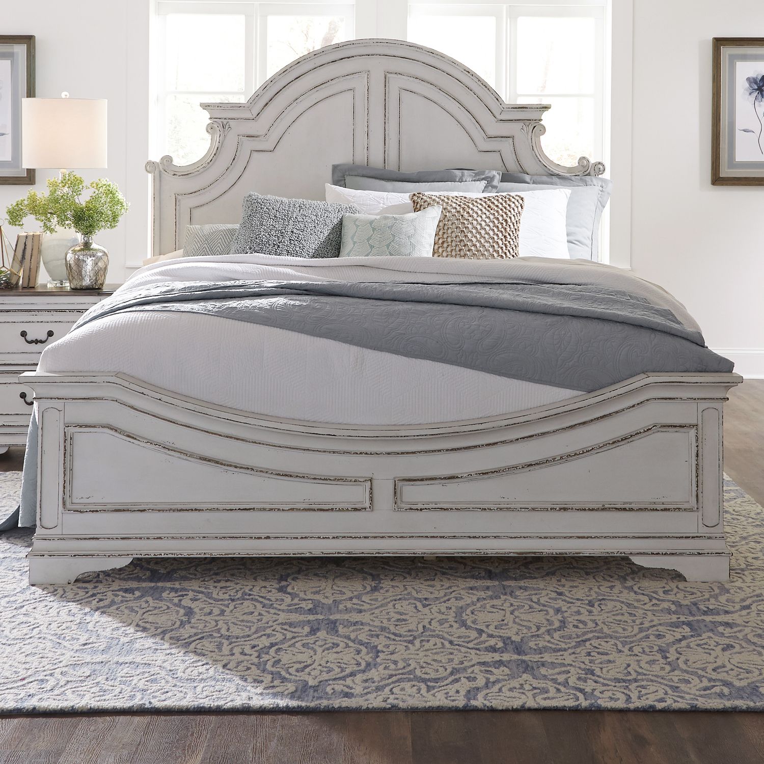 Magnolia Manor Antique White Wood Panel Bed | Liberty