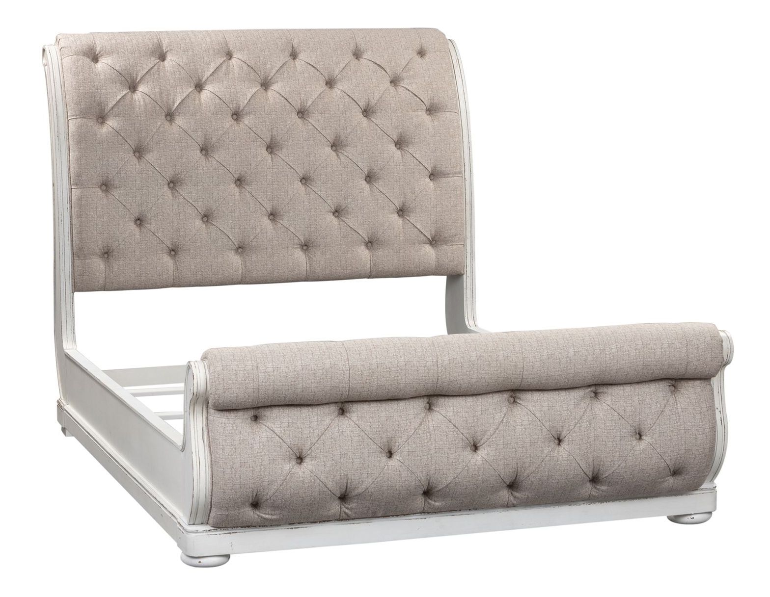 Magnolia Manor Antique White Upholstered Sleigh Bed | Liberty