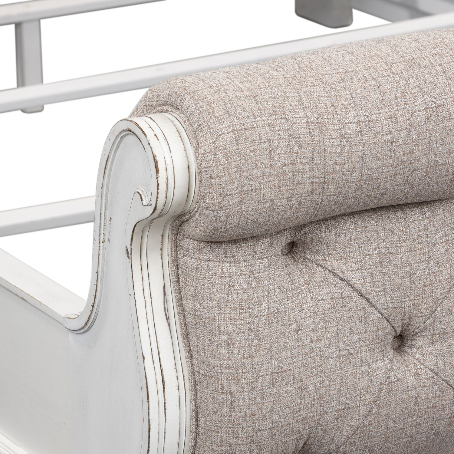 Magnolia Manor Antique White Upholstered Sleigh Bed | Liberty